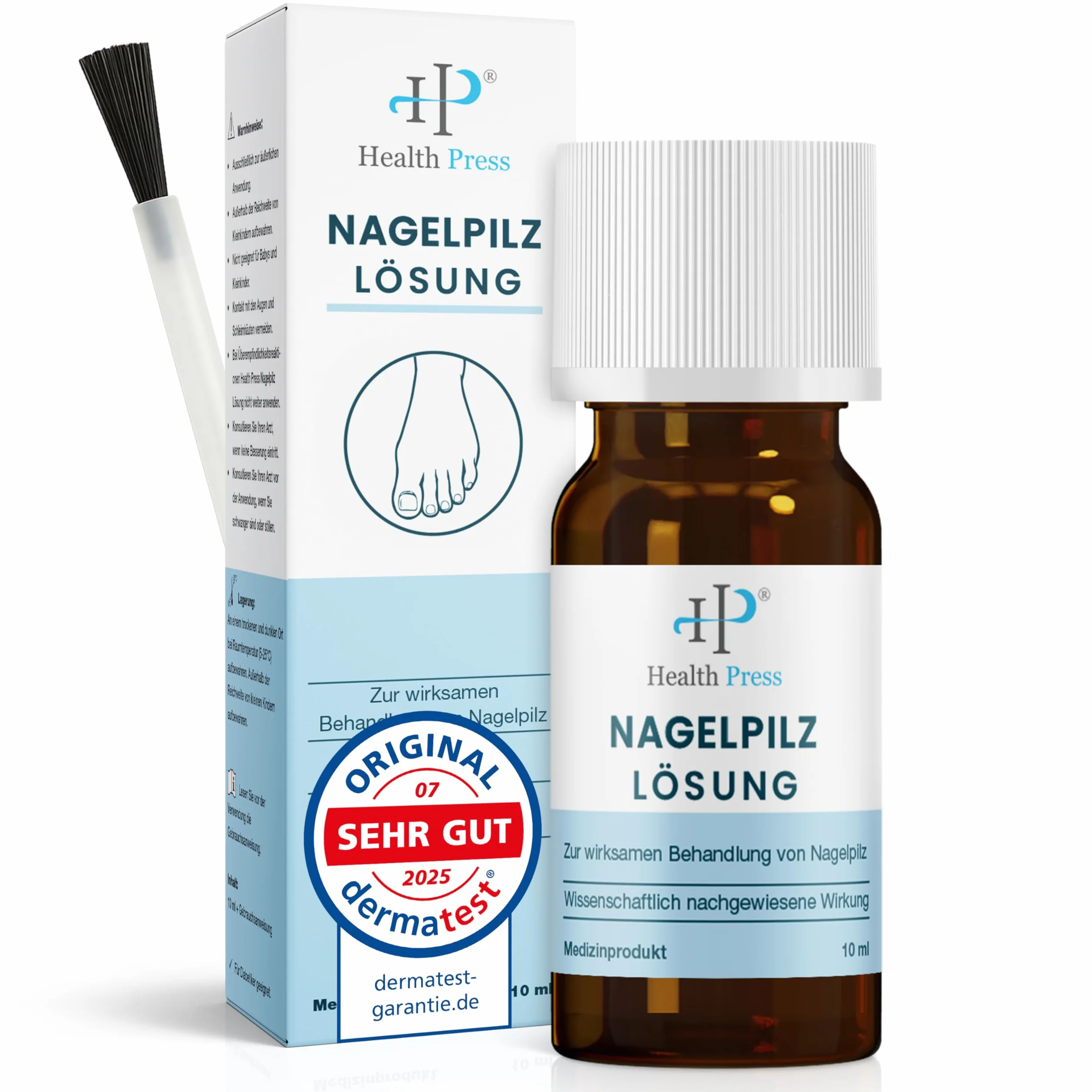 Health Press, Soluzione per Micosi delle Unghie, Liquido Antimicotico, Smalto per Piedi e Mani, Trattamento Adatto ai Diabetici, Efficace contro le Infezioni Fungine, 10 ml