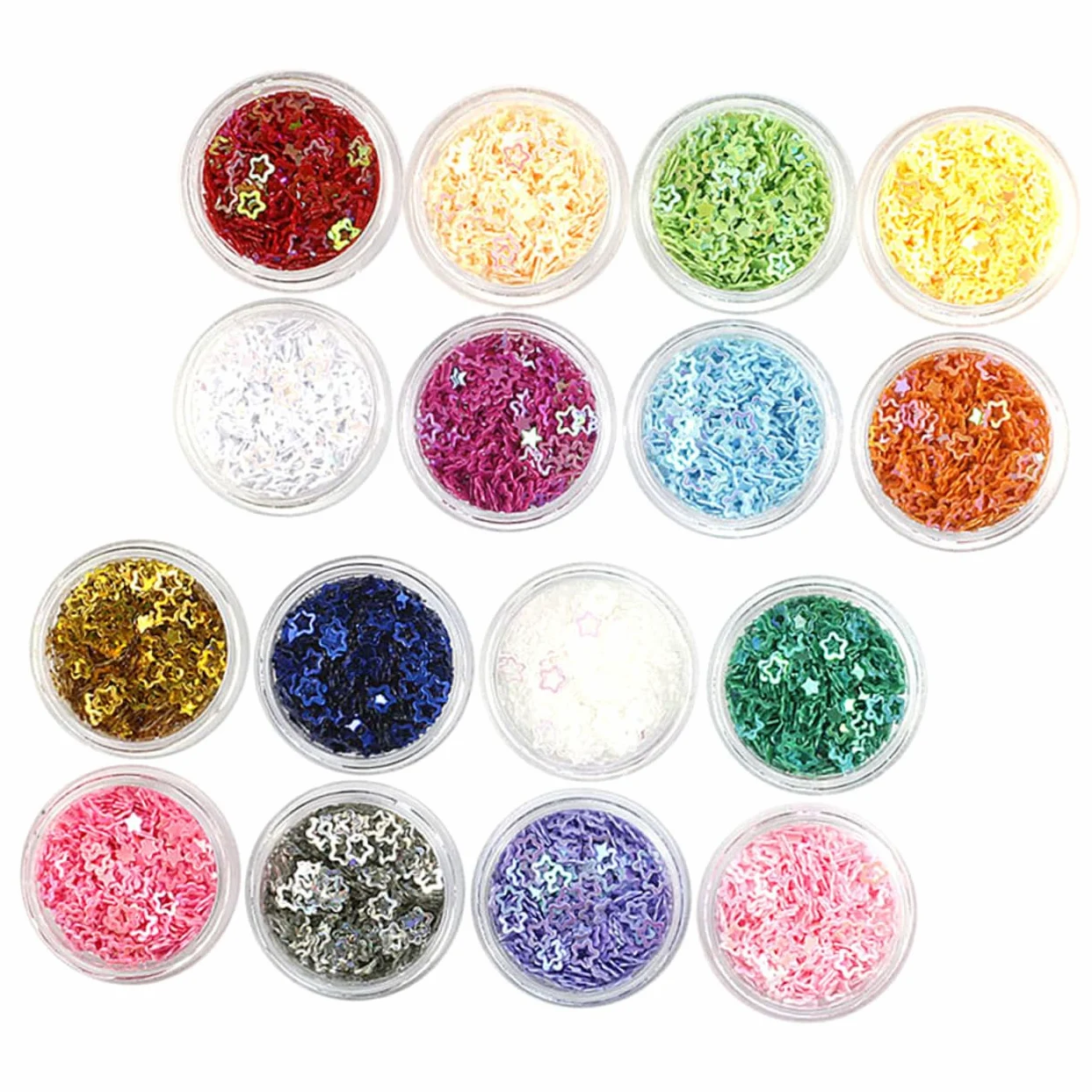 Healeved 32 Scatole glitter stella a cinque punte gel unghie primer unghie glitter per unghie glitter per il corpo glitter per il viso glitter per il trucco scintillio festivo paillettes