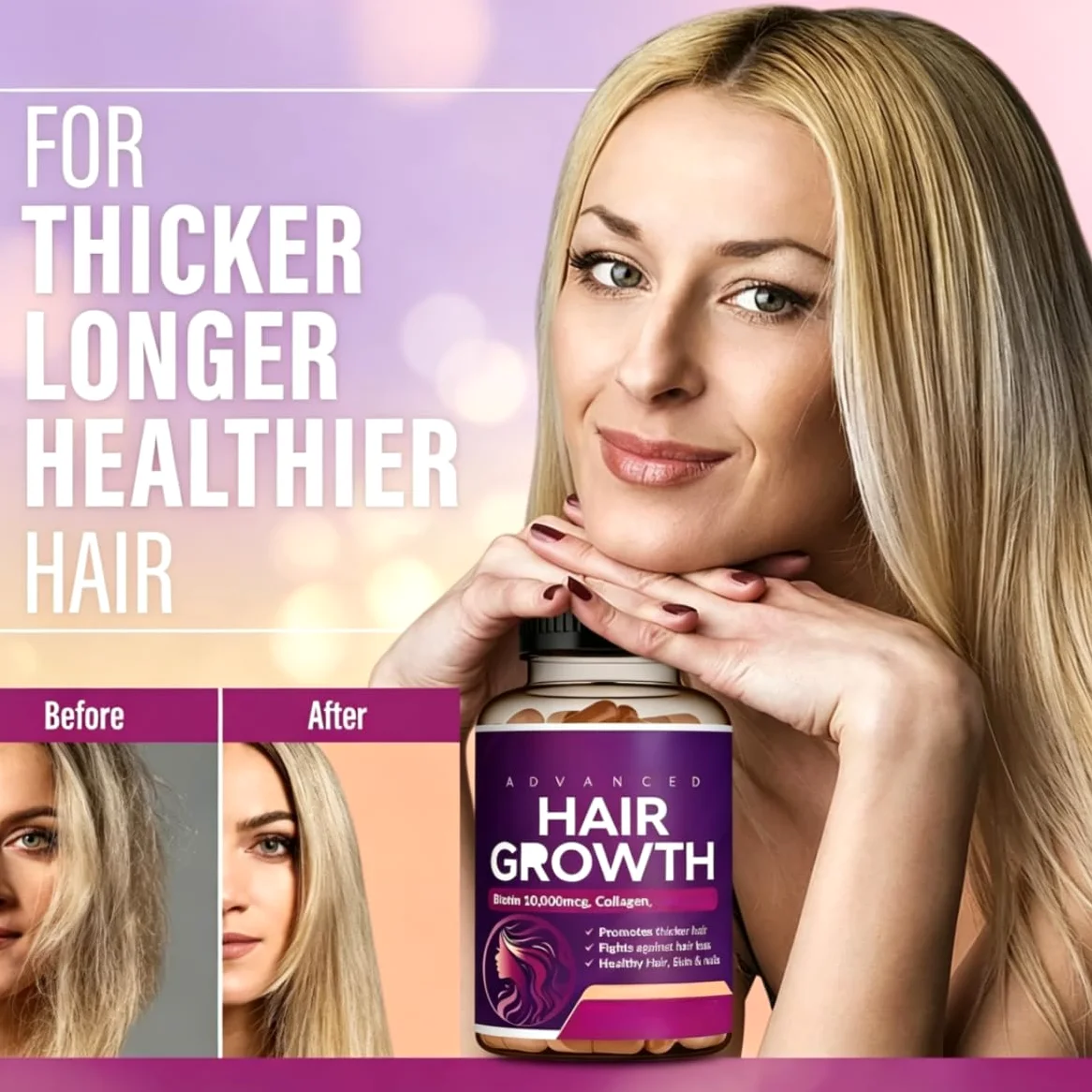 Supporto per la cura dei capelli -Supporta il mantenimento di capelli sani. | Migliora la tenacità dei capelli; sostiene capelli, pelle e unghie; promuove un ambiente sano del cuoio capelluto.