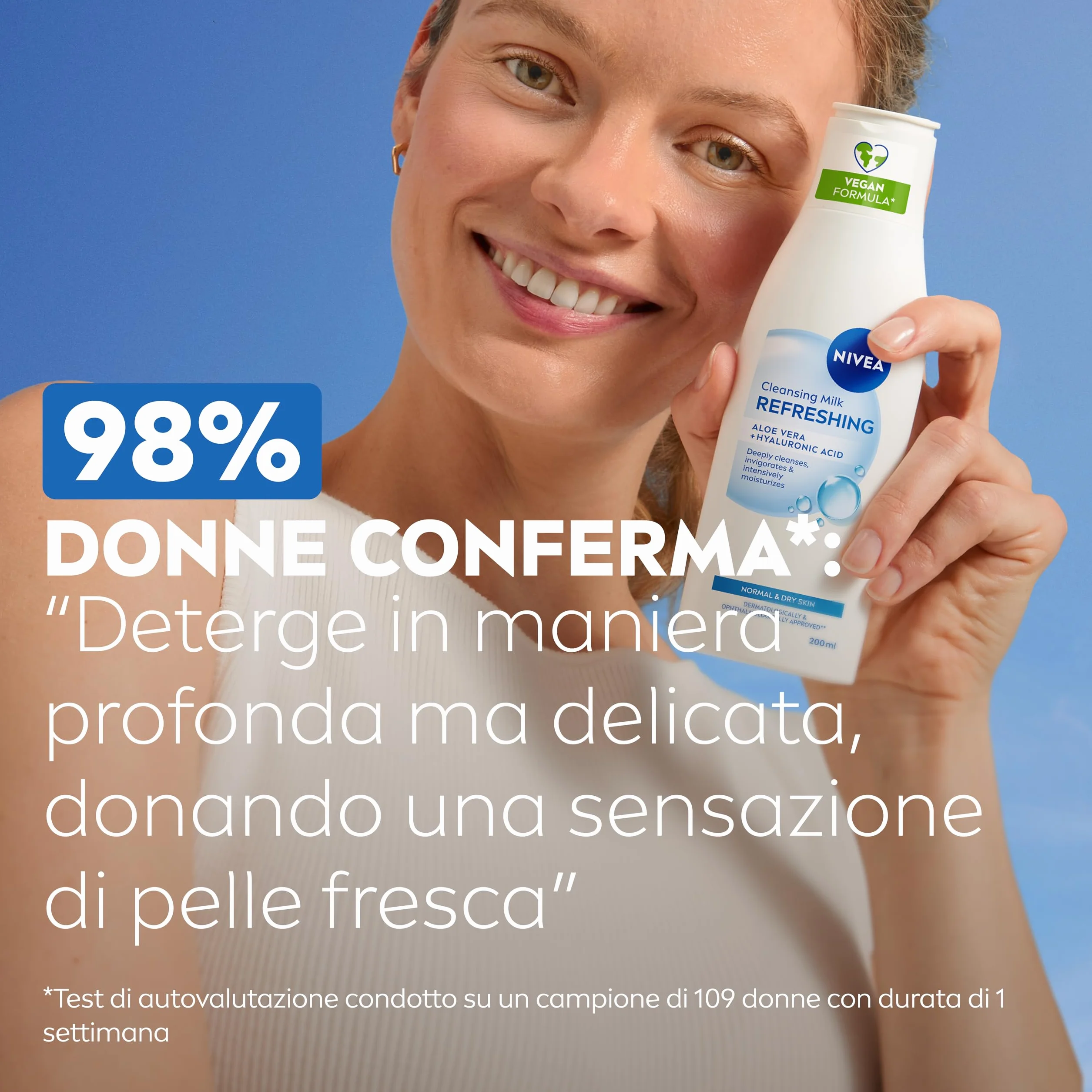 NIVEA Latte Detergente Rinfrescante 200 ml Detergente viso idratante e lenitivo Cleanser struccante Aloe Vera Acido Ialuronico