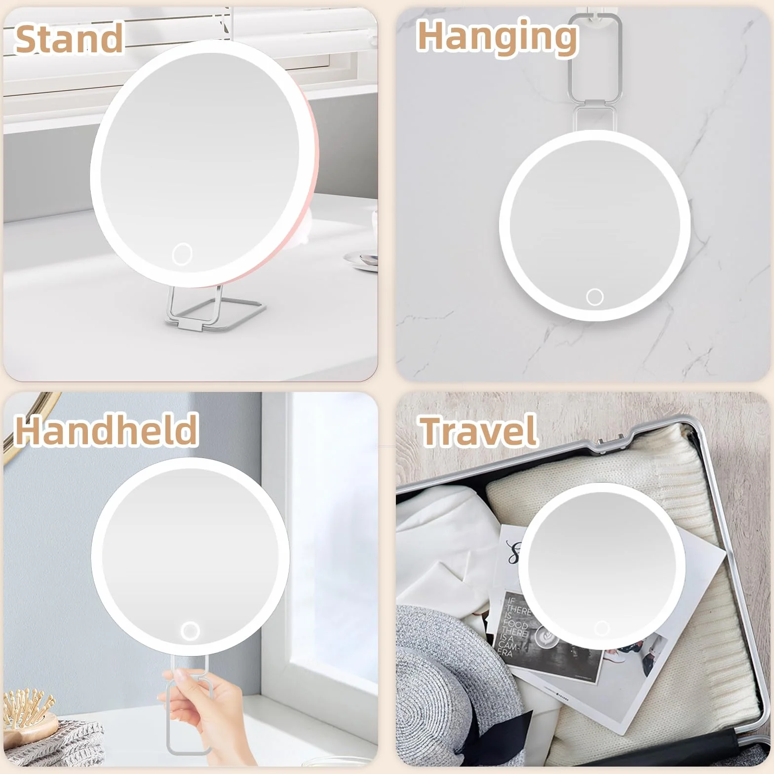 Specchio compatto a LED 30X ingranditore 15cm ricaricabile portatile per trucco