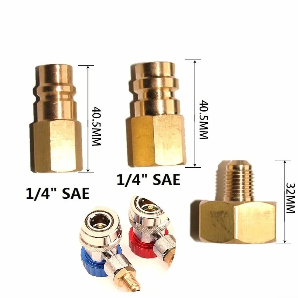 Adattatore per condizionatore auto R134A 1/4" SAE filettatura W21,8 a 1/4" SAE