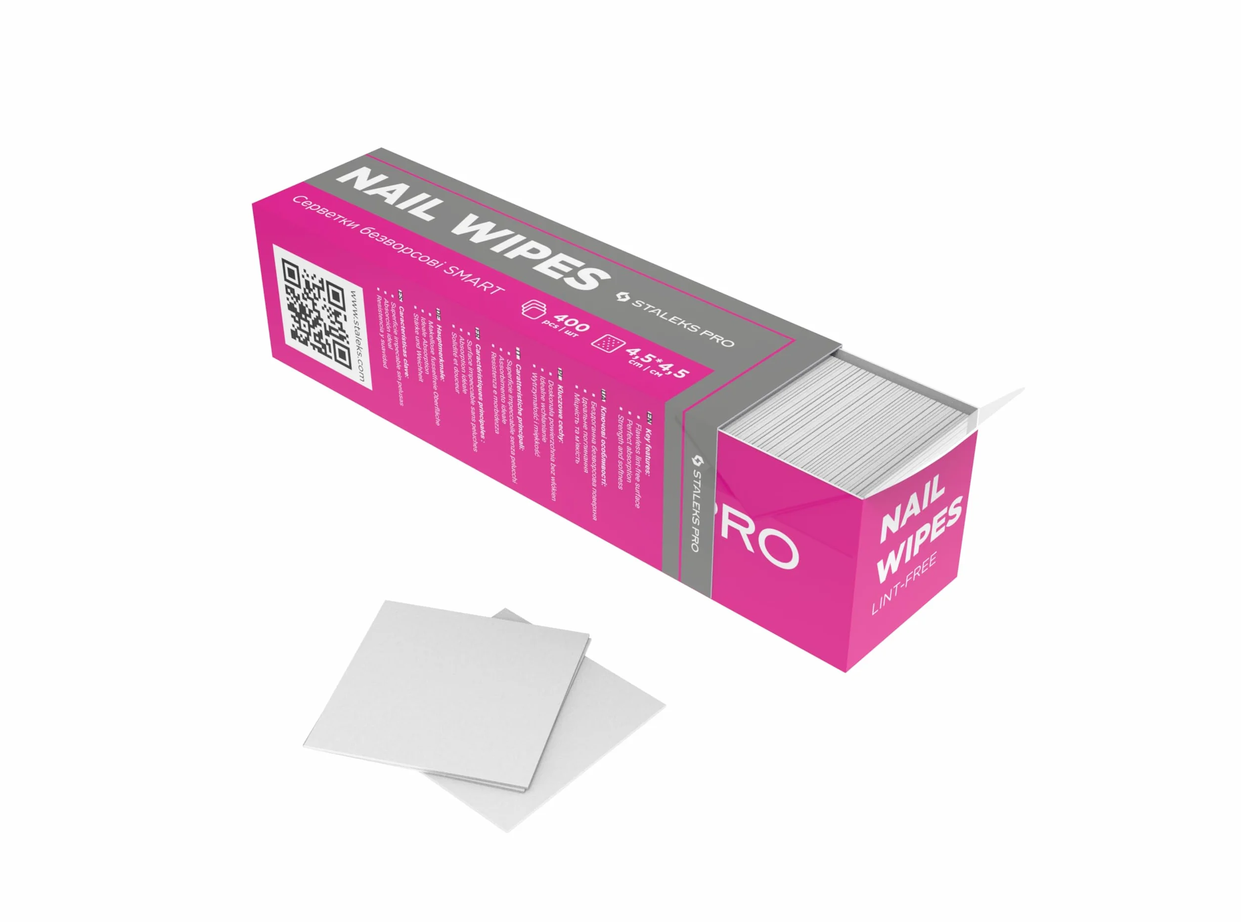 STALEKS PRO Smart Nail Wipes salviette per la pulizia delle unghie lisce 400 pz Bianco