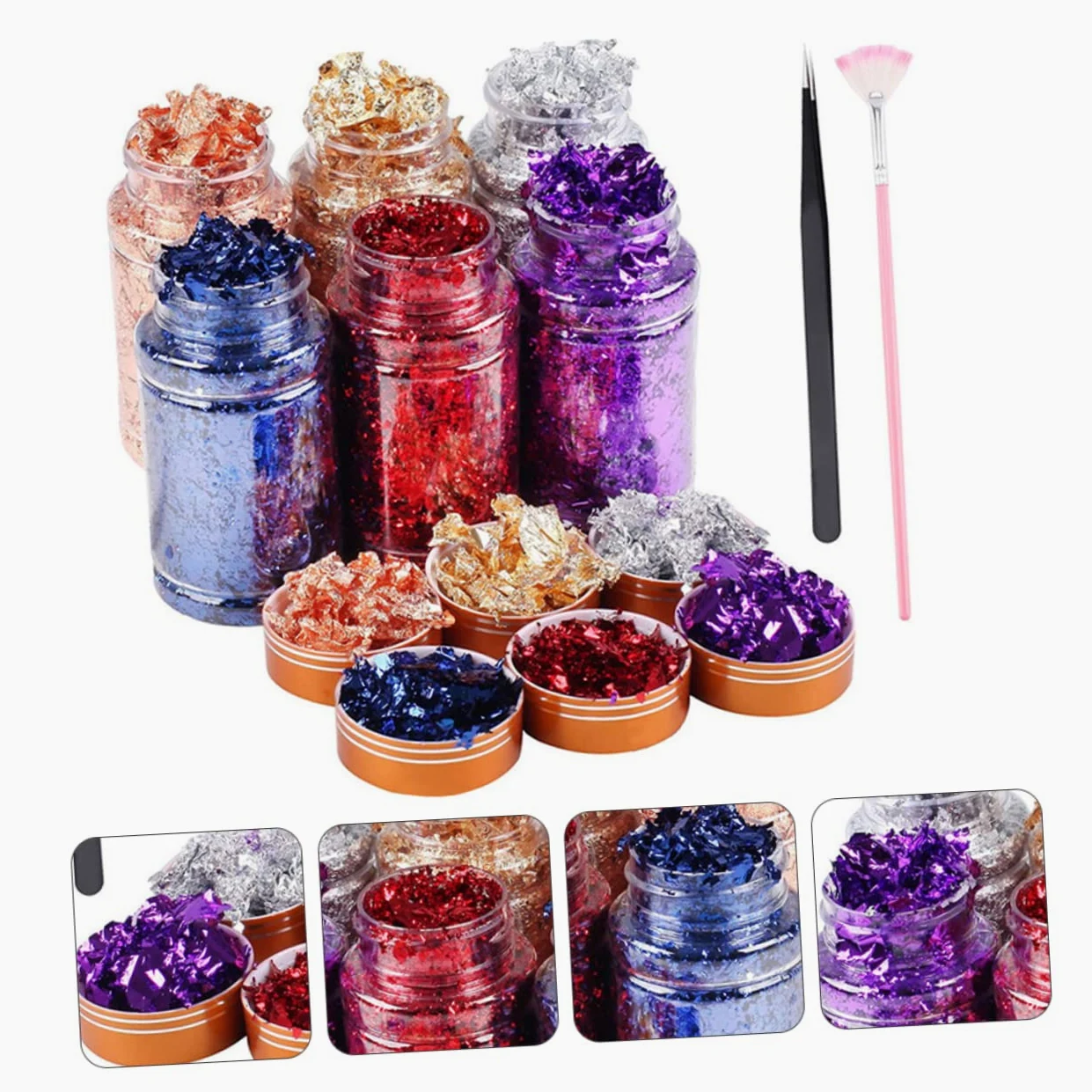 3 Set Lamina D'oro Per Nail Art Paillettes Per Unghie Lamina Glitter Per Unghie Scaglie Di Lamina Per Unghie Pigmento Per Unghie Decalcomanie Per Unghie Foglia D'oro Dipinto