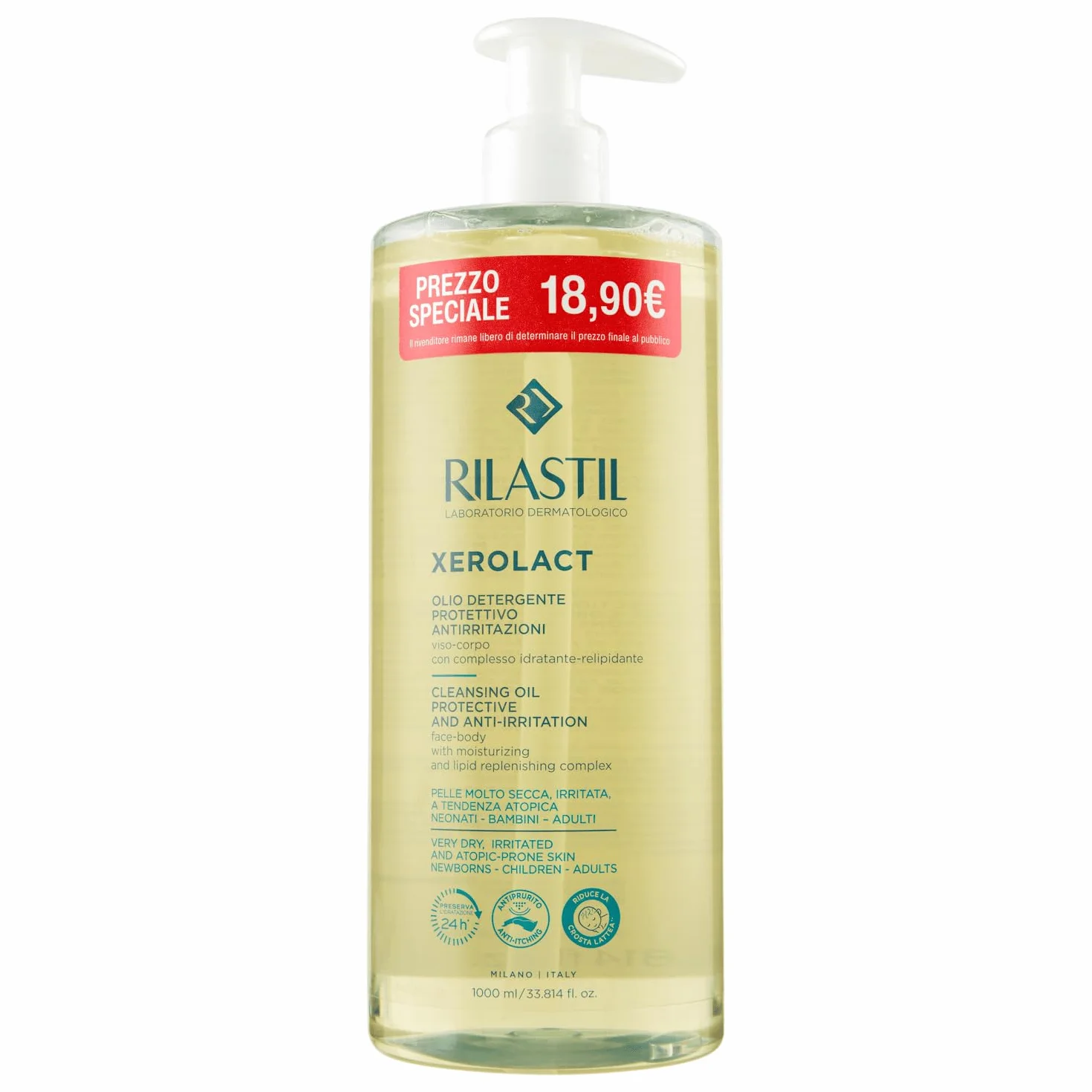 Rilastil Xerolact Olio Detergente Protettivo Pelli Secche 1000 ml