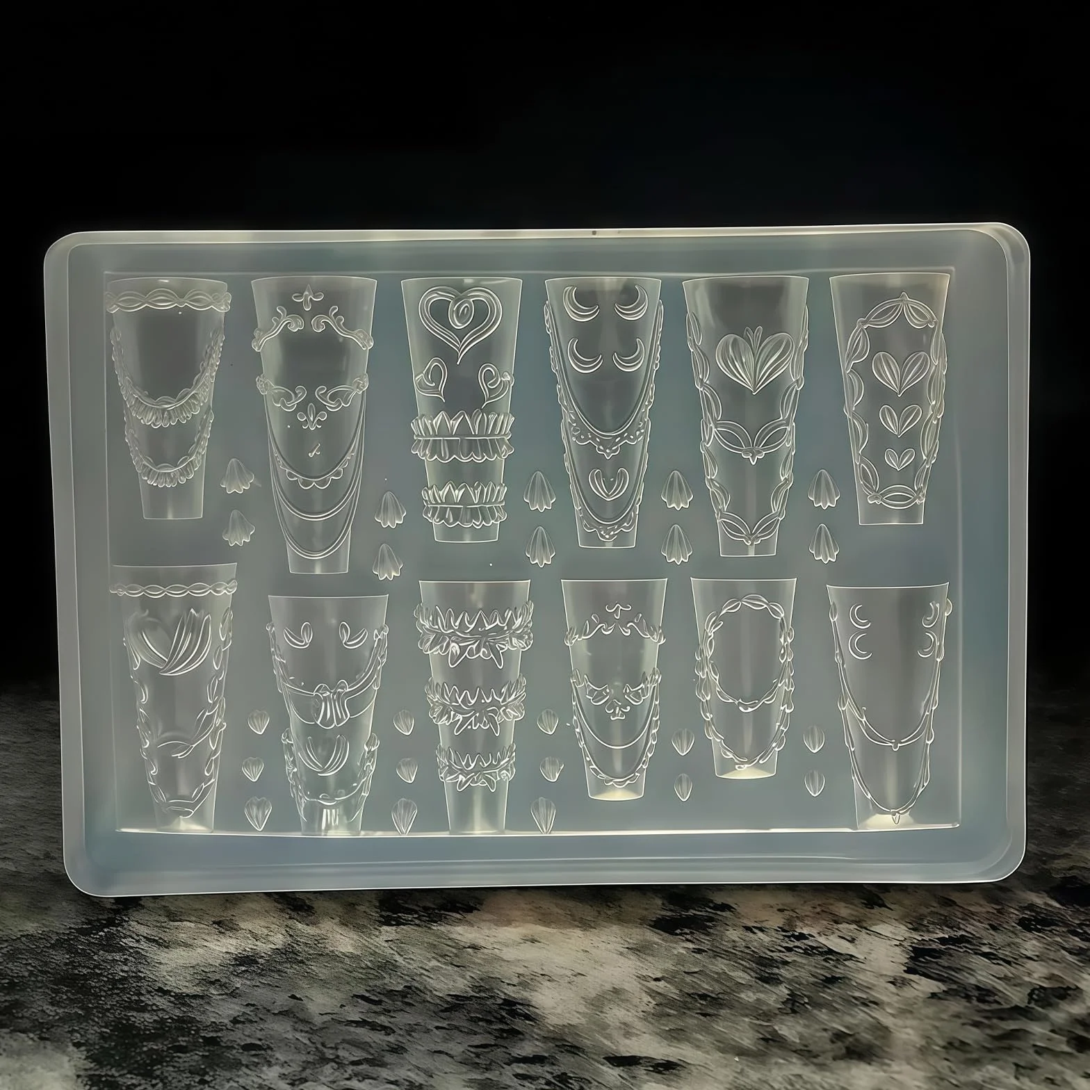 Silikon Stampi per Unghie 3D, Crema Pizzo Design Unghie, Charms Unghie Strumenti in Silicone, Decorazioni per Unghie Accessori per Nail Art