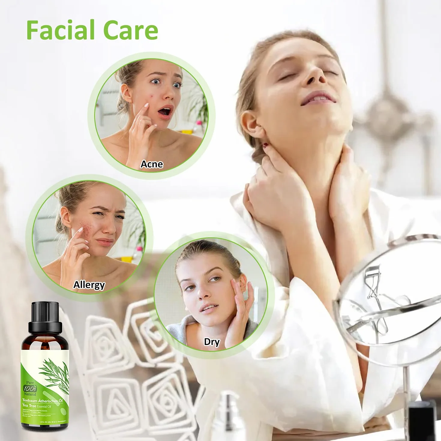Tea Tree Oil Puro 100% Olio Essenziale 2 PACK 30ML Anti Acne Naturale