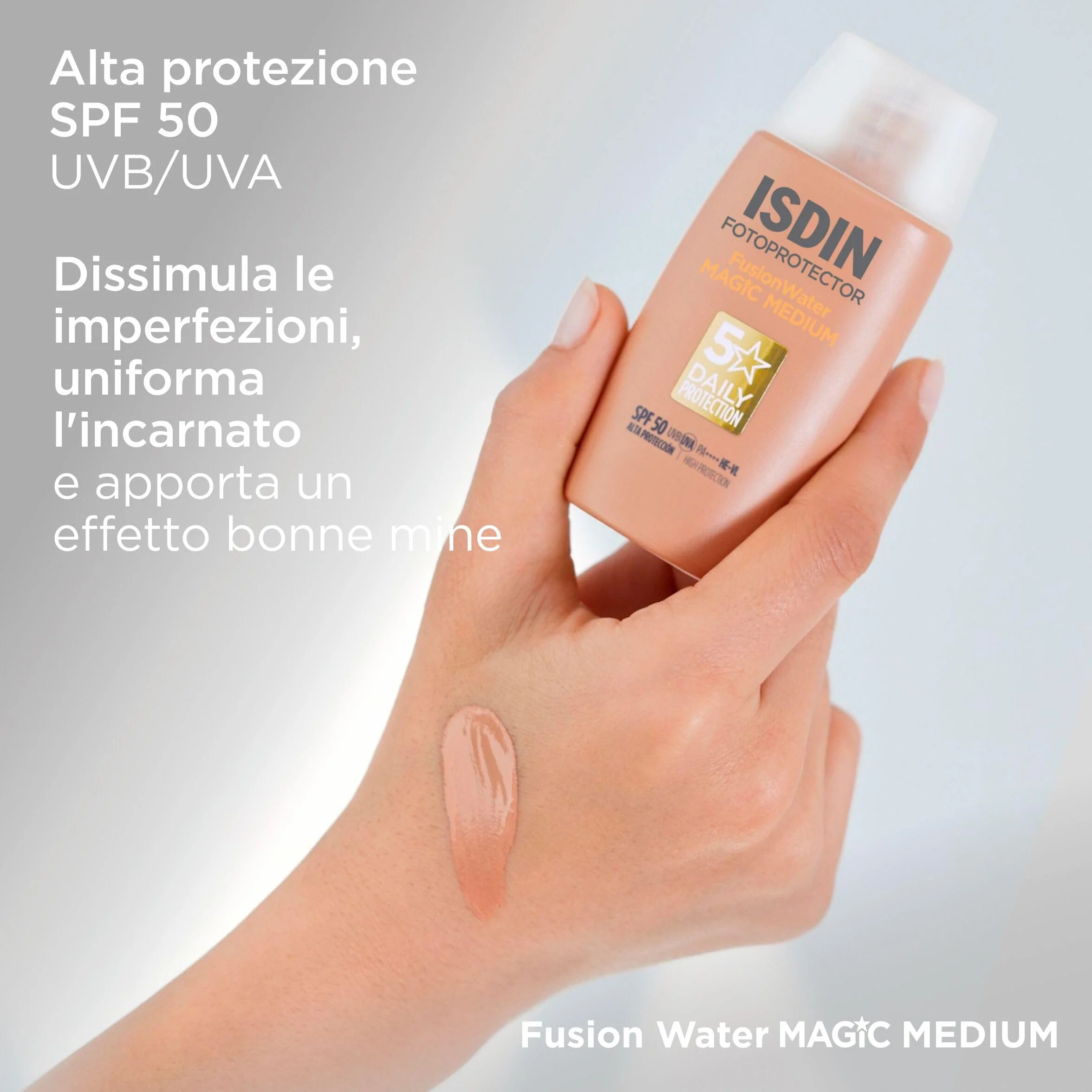 ISDIN Fotoprotector Fusion Water MAGIC Color SPF 50 Protezione Solare Viso Colorata 50 ml