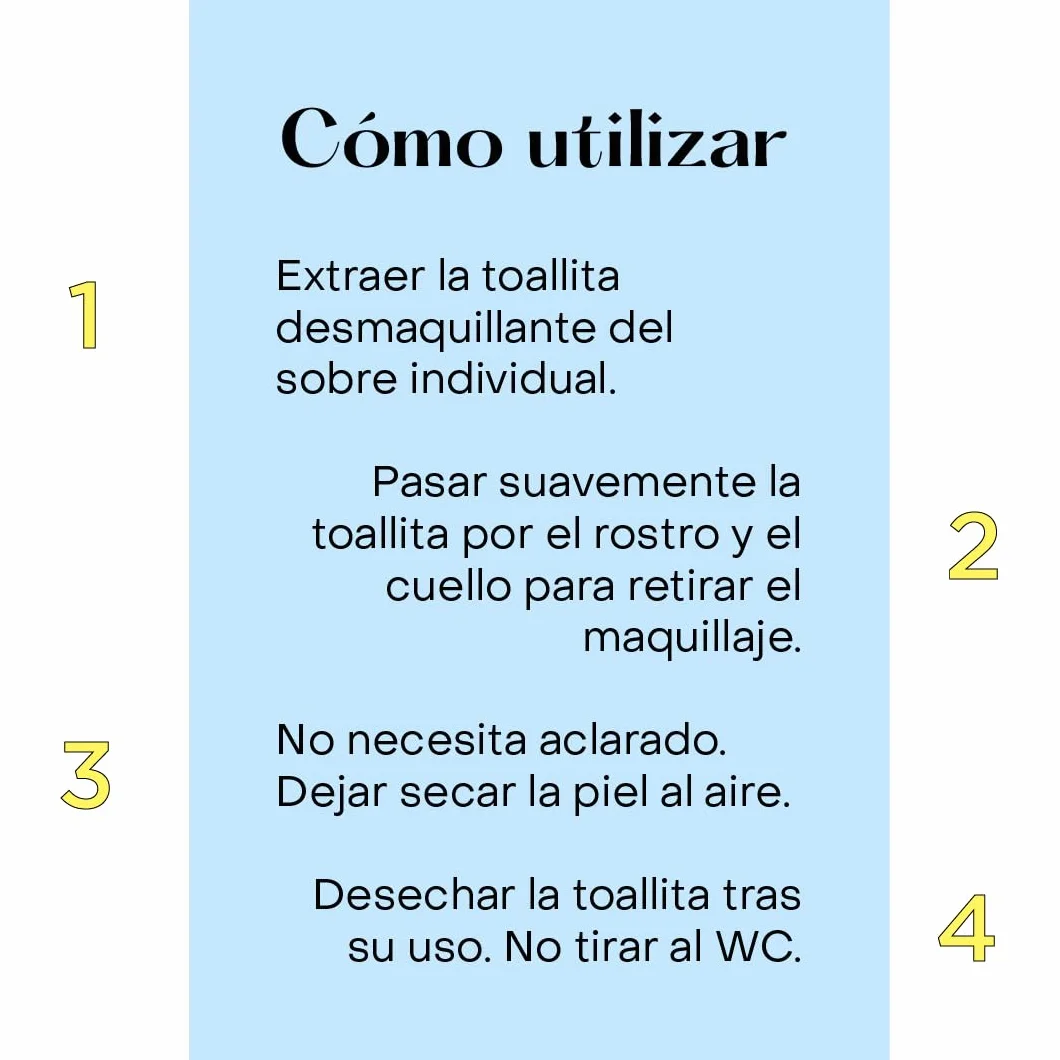 Salviette struccanti con acqua micellare per viso e collo, monodose singola senza risciacquo, 100% viscosa, biodegradabile, pulizia del viso e rimozione del trucco, 50 pezzi