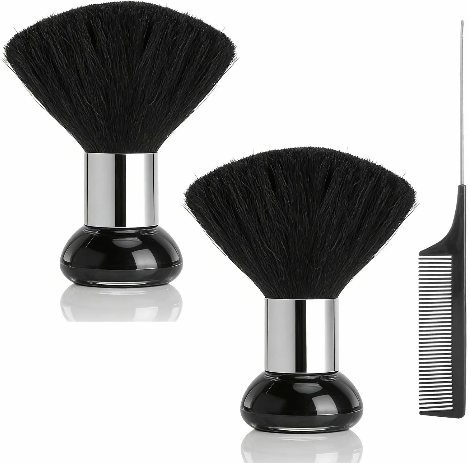2 Pezzi Spazzola Collo Parrucchiere, Spazzola Capelli Professionale Pennello Collo Barbiere, Spazzola Morbida Alta Densità Per Taglio Capelli Rasatura Pulizia Salone Nero