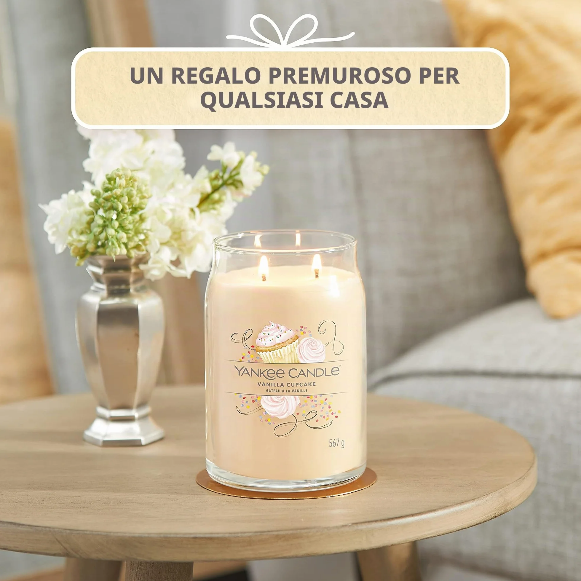 Yankee Candle Signature candela profumata, Cupcake alla Vaniglia in giara grande, Candele di miscela di cera di soia lunga durata