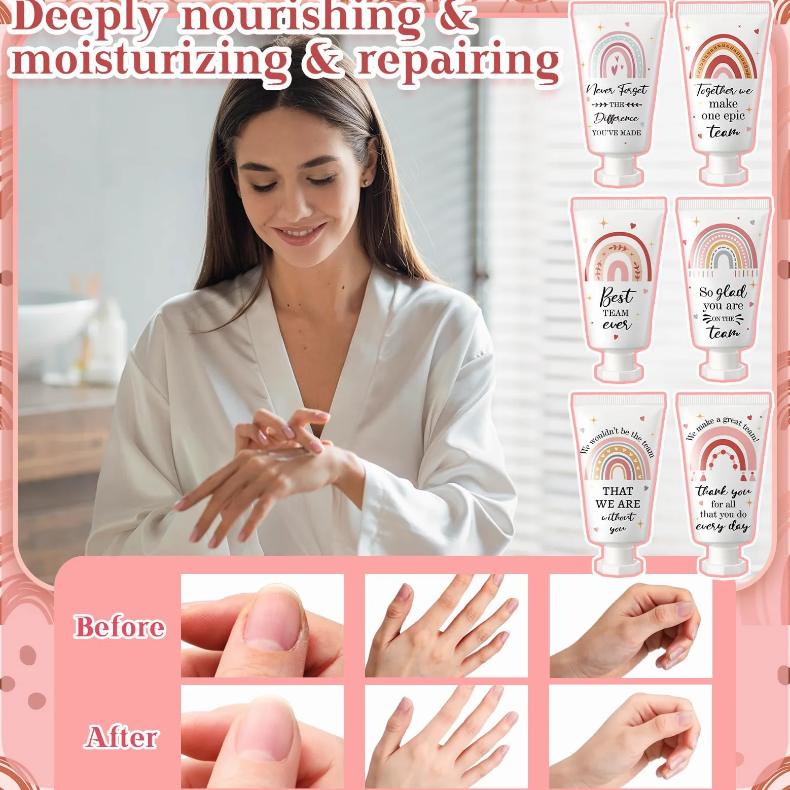 Confezione da 72 creme per le mani formato da viaggio per ringraziare i dipendenti, regalo di ringraziamento, lozione per le mani stile boho arcobaleno, ideale per la festa dell'insegnante