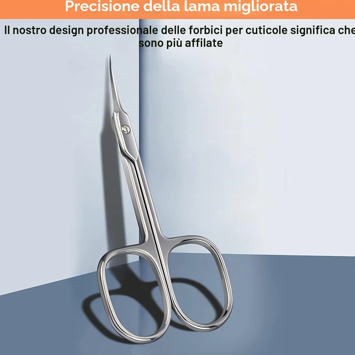 Forbicine per Cuticole Professionale in Acciaio Inossidabile, Punta Curva Sottile, Extra Affilate, Argento