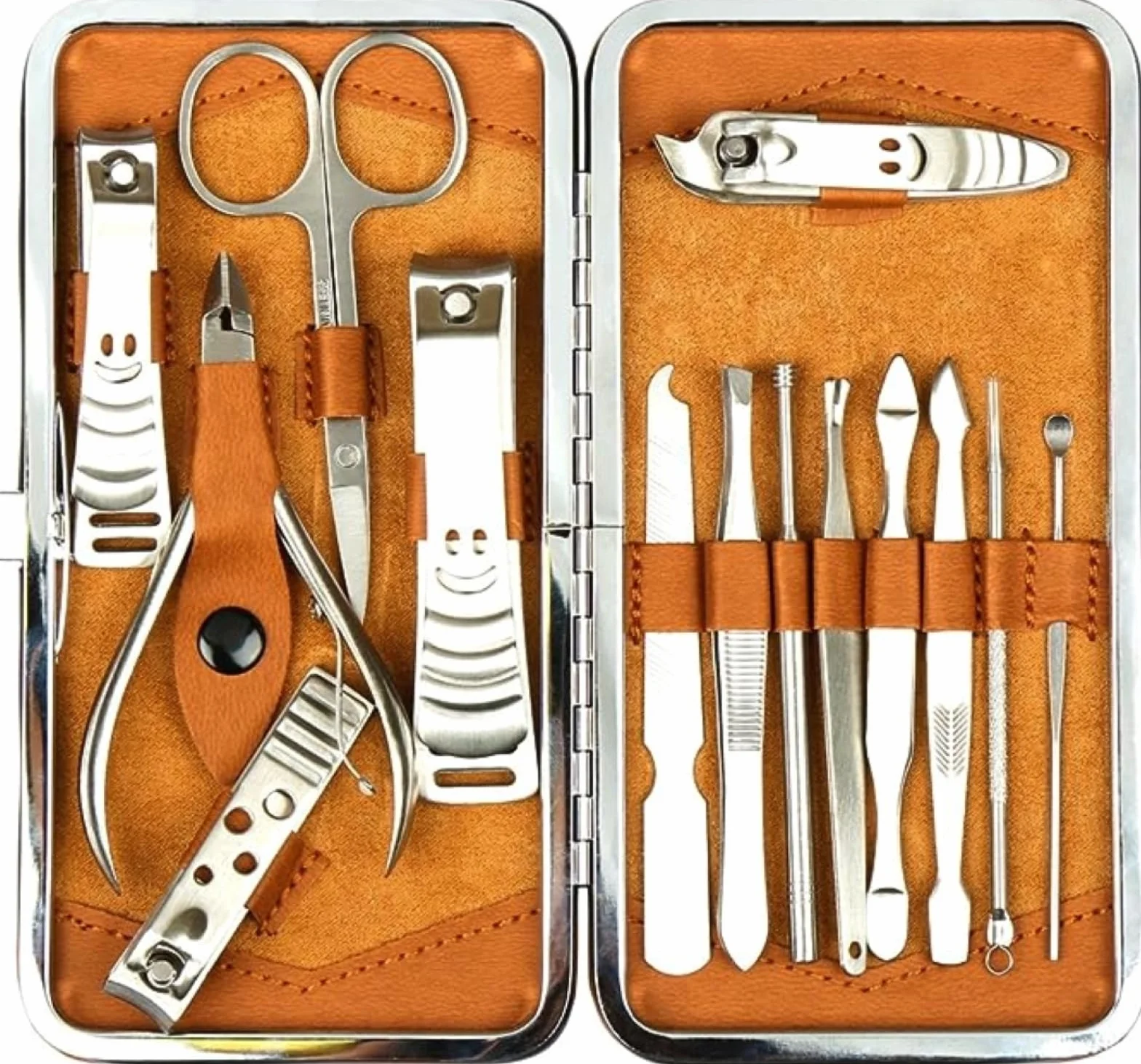 H&S Set Tagliaunghie 16 pcs Acciaio Inox Manicure Pedicure Kit Unghie Uomo Donna con Custodia