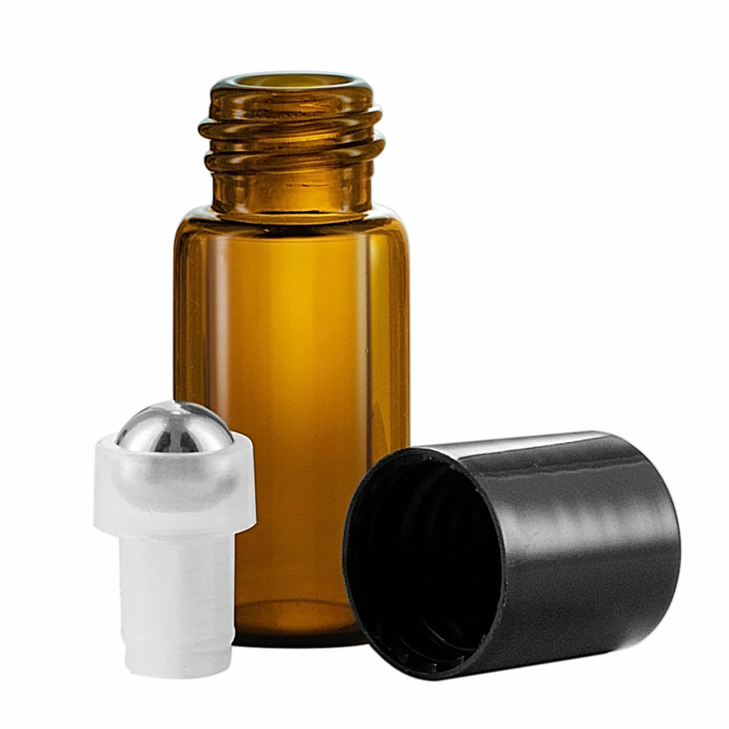 Bottiglie roll on oli essenziali 3ml - 5 confezioni di vetro ambrato riempibile per aromaterapia, profumi o massaggi