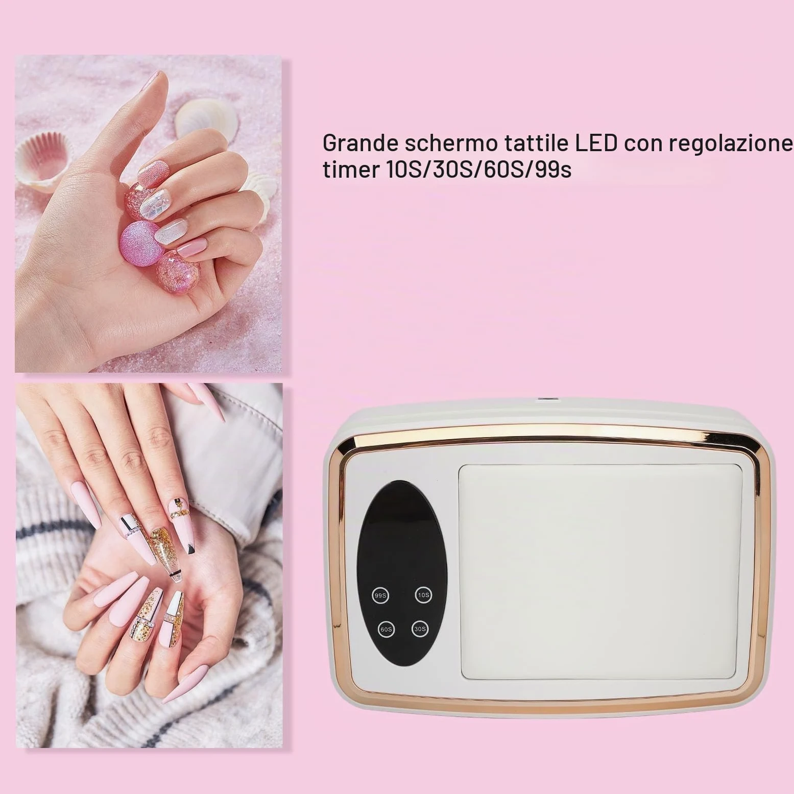 Luci UV per unghie, lampada per unghie LED UV 2 in 1 con bracciolo imbottito, 4 impostazioni timer, essiccatore per unghie gel UV LED Poggiabraccio per salone di bellezza (Spina