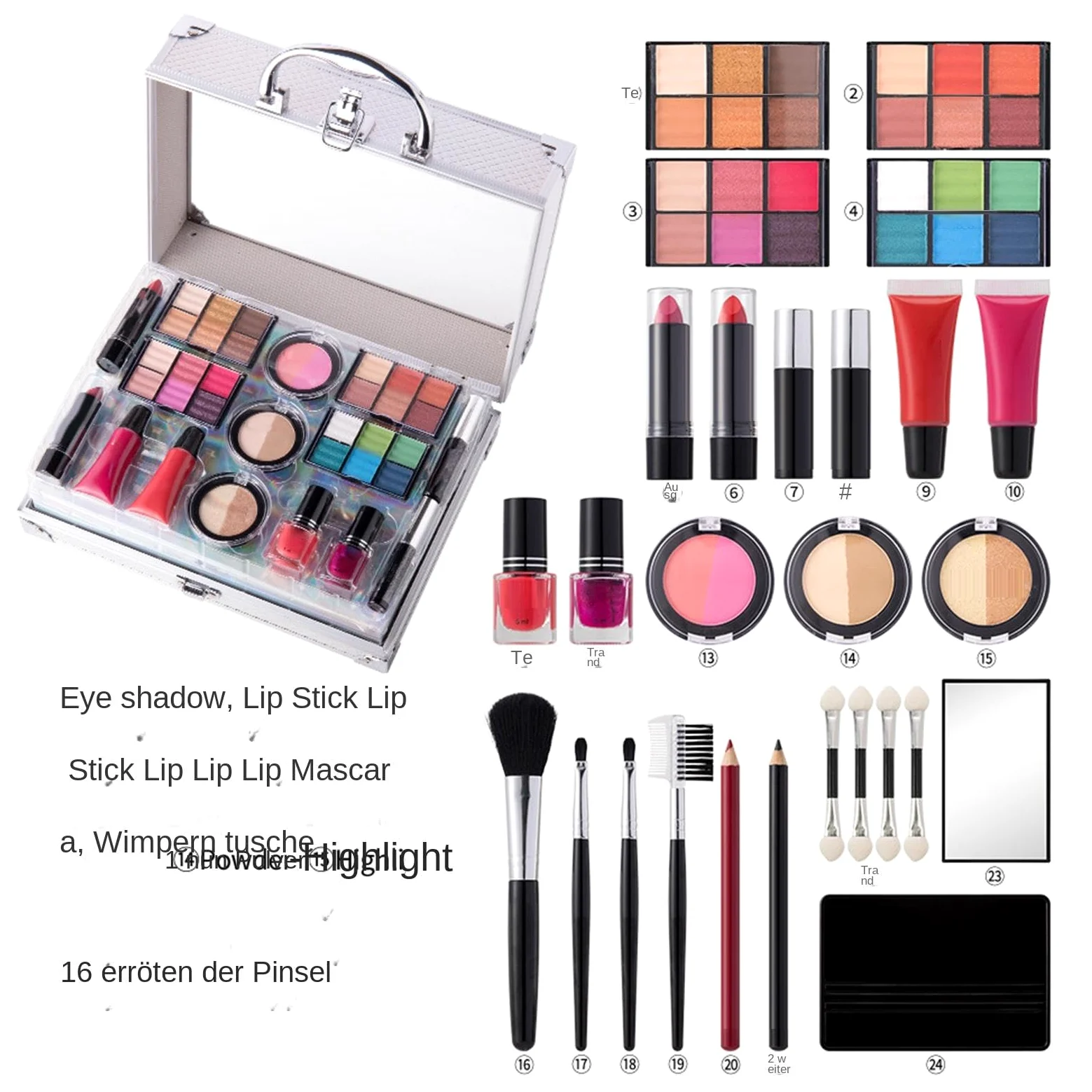 Kit Trucco Completo Ombretto Rossetto Fard Impermeabili per Trucco | Set Trucco Principianti per Casa Vacanze Ufficio Viaggi Lavoro Palcoscenico Eventi Feste Uscite