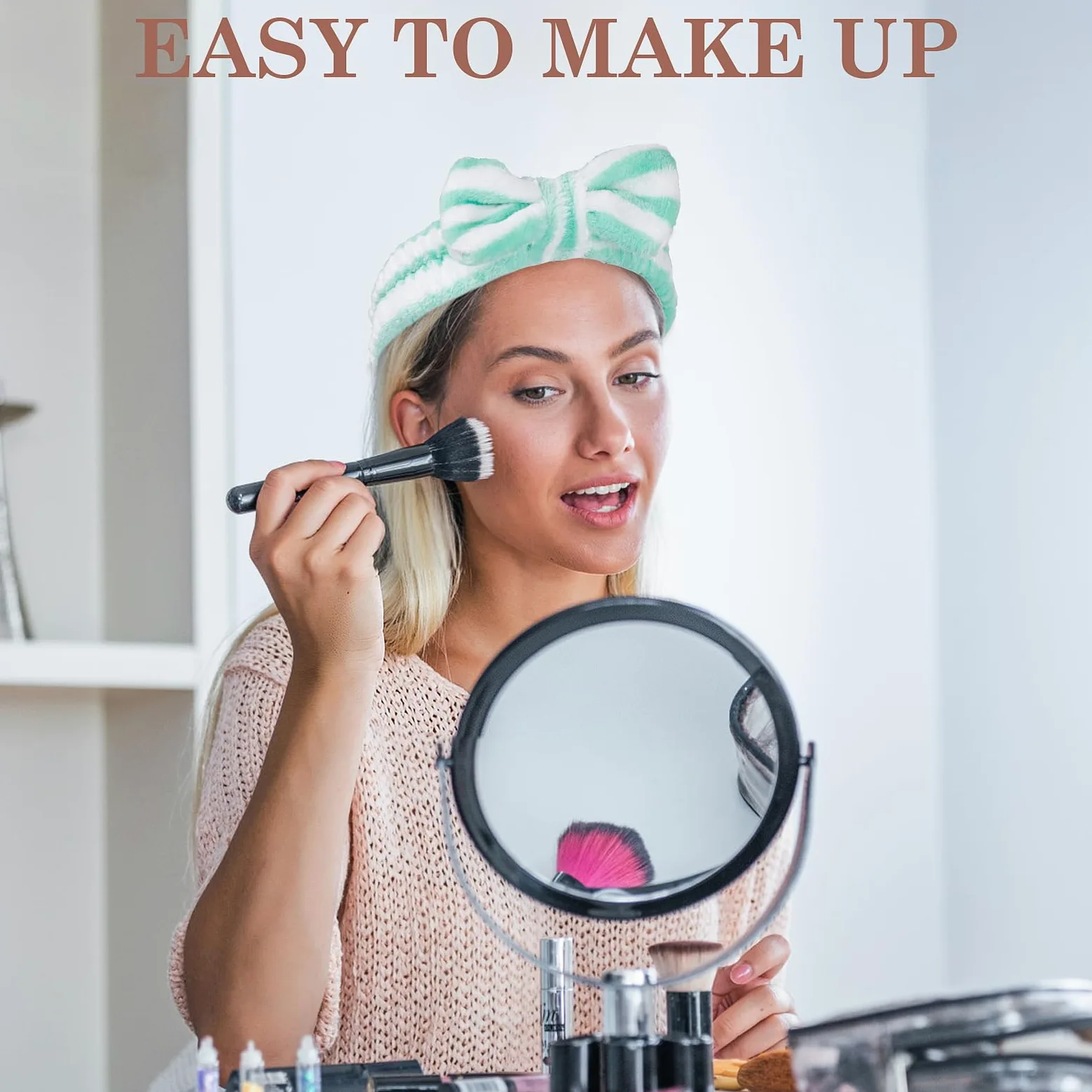 9 fasce per capelli per trucco, spa, fasce per capelli con fiocco, per lavare il viso, trucco, doccia, spa, in microfibra, regalo per ragazze e donne