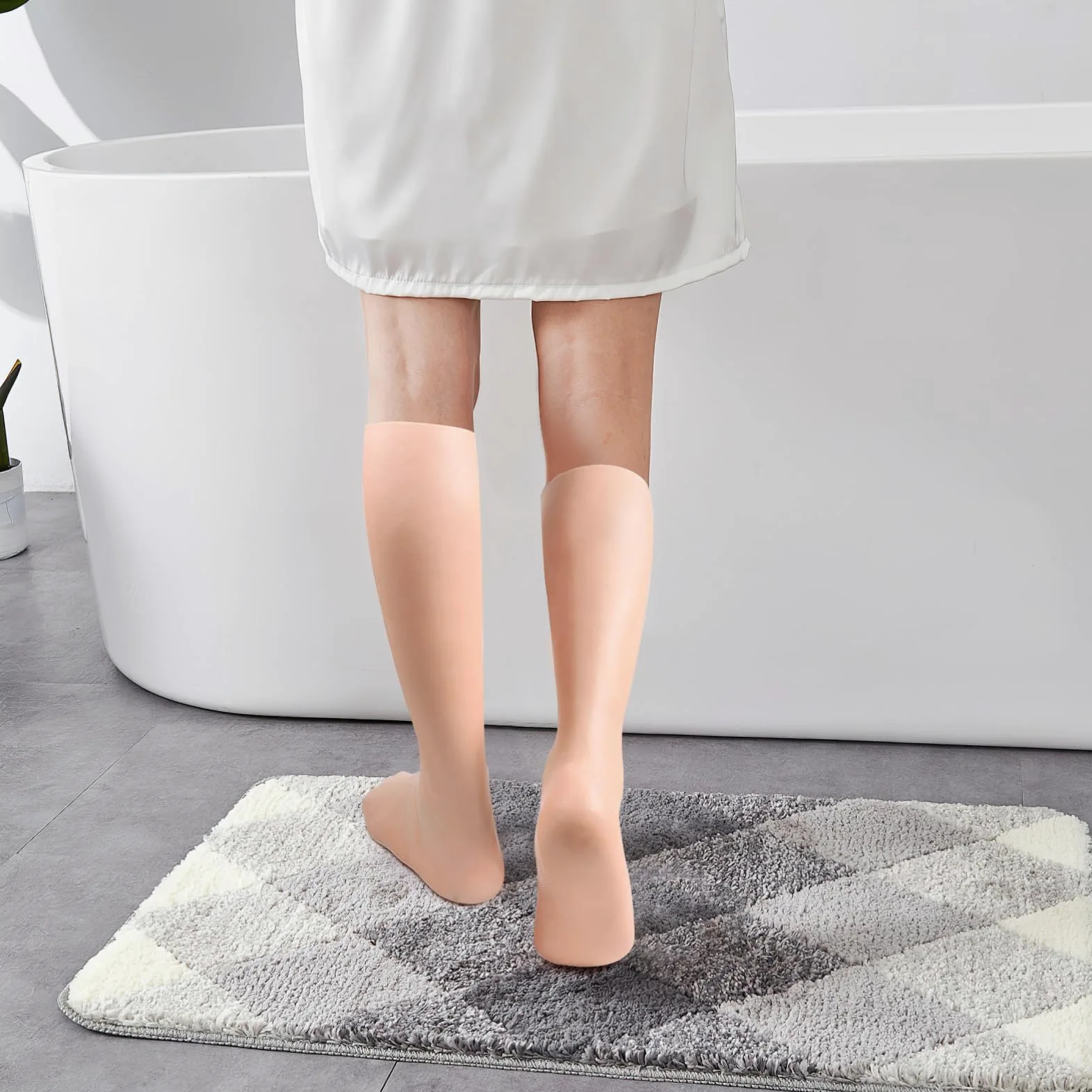 Calzini Esfolianti per Piedi Lunghi in Sebs, 1 Paio | Coperture Idratanti Elastiche, per Cuticole e Piedi Secchi in Inverno, Khaki