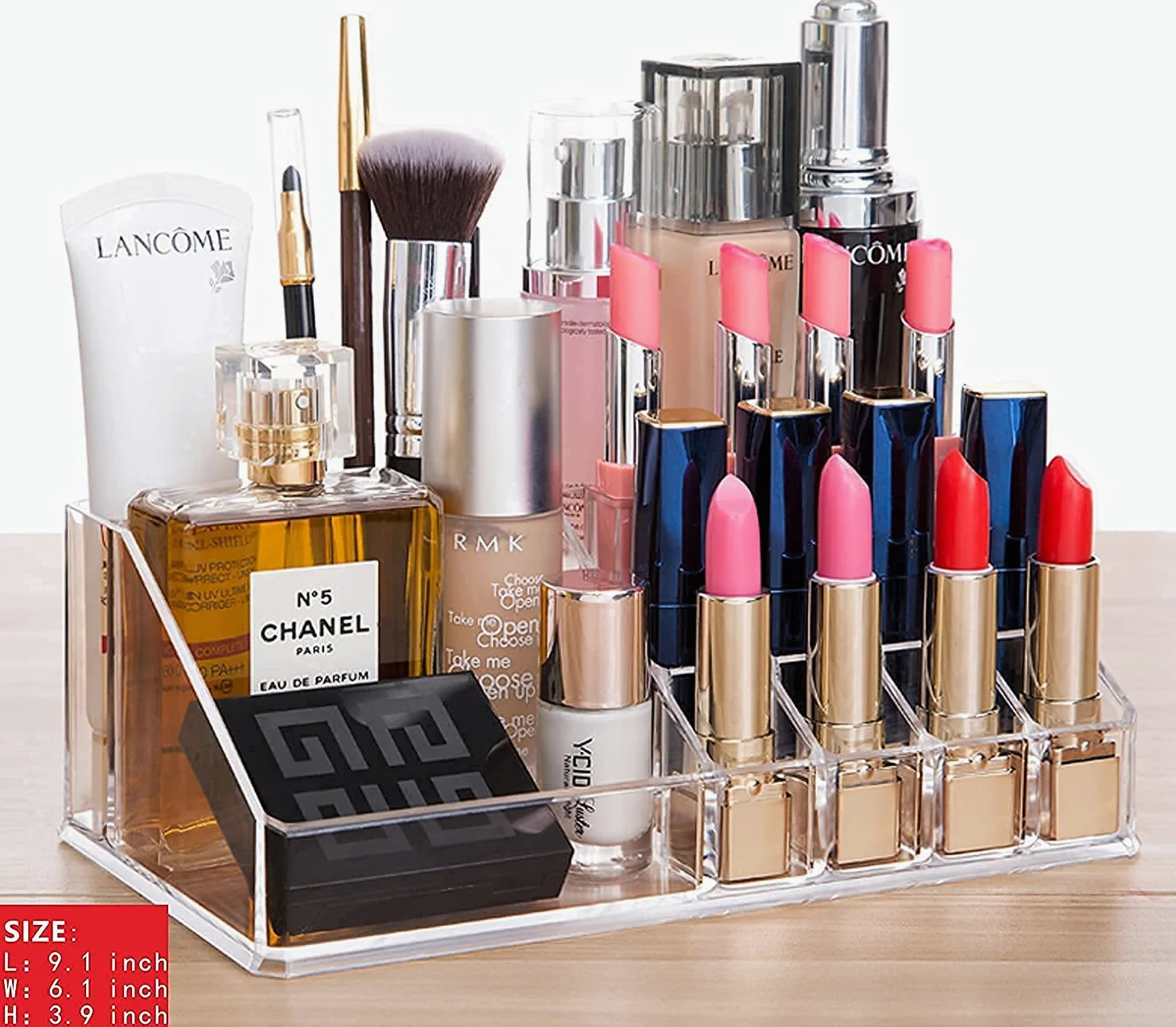 Cq acrylic Organizer per trucchi, organizer per trucchi e prodotti per la cura della pelle, con 8 cassetti per vanità, scrivania, bagno, organizer trasparente per cosmetici per la cura della pelle e
