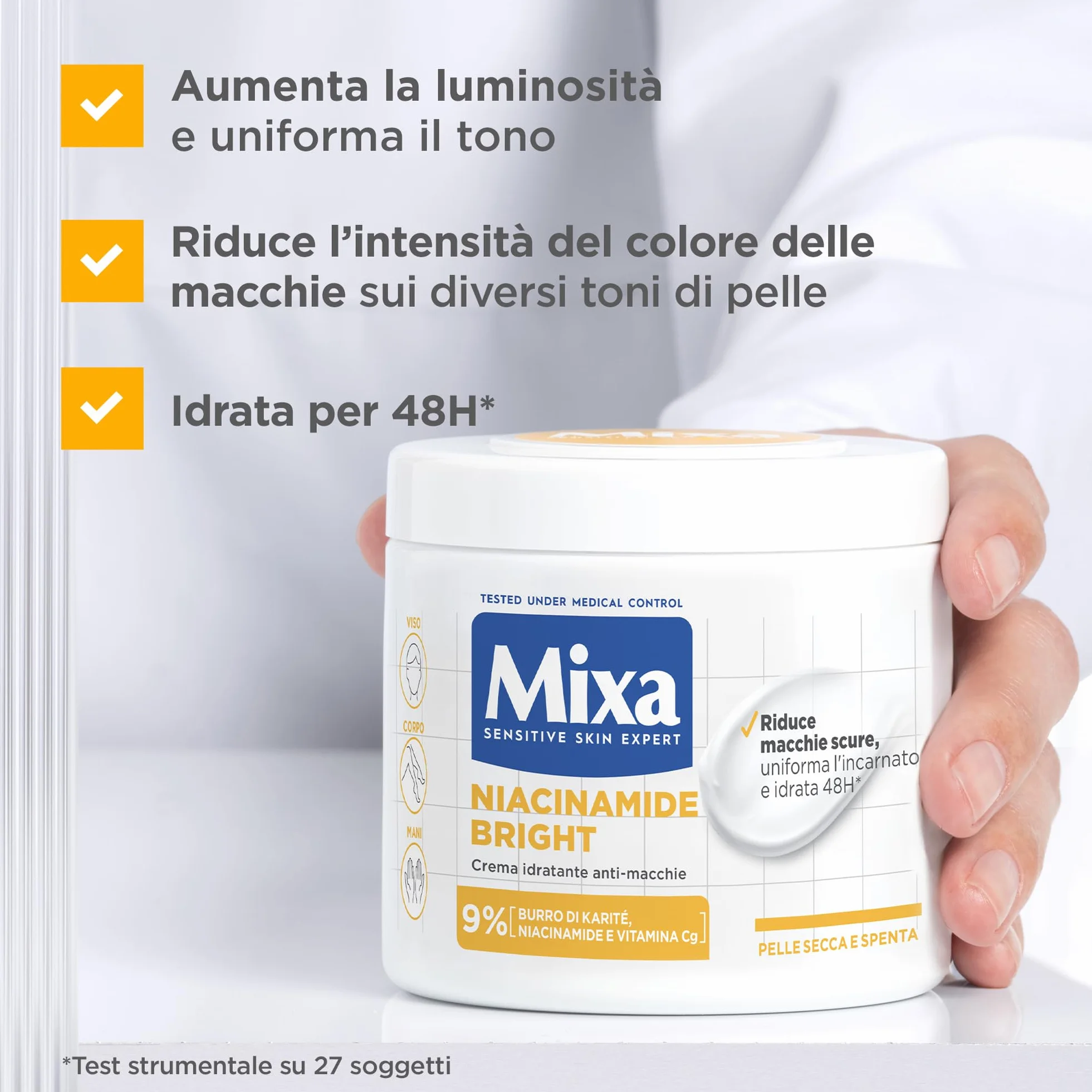 Mixa Crema Idratante Anti-Macchie Niacinamide 9% Vitamina C Burro di Karité 400 ml