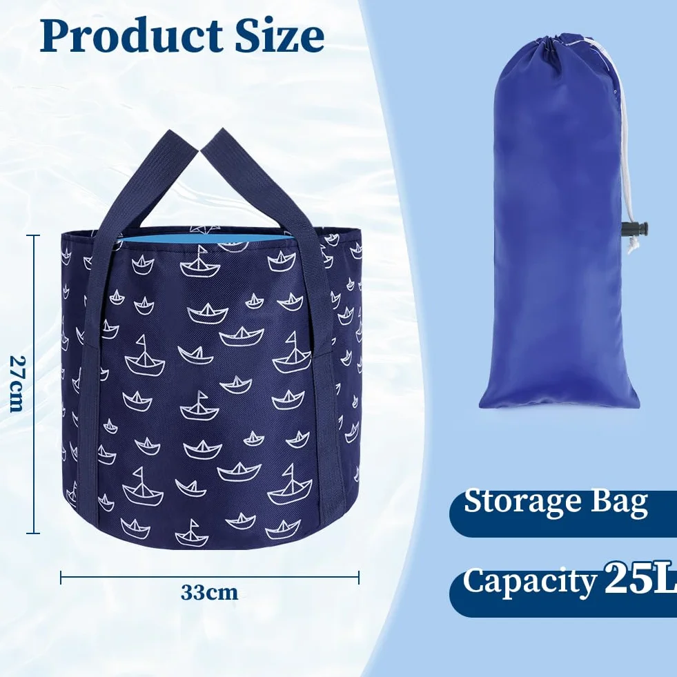 Flintronic Secchio Pieghevole per Piedi Ammollo 25 L, Bacino Portatile per Pediluvio, Secchio Pediluvio da Viaggio in Tessuto Oxford Impermeabile, per Viaggi, Pesca, Lavaggio Auto, Pediluvio