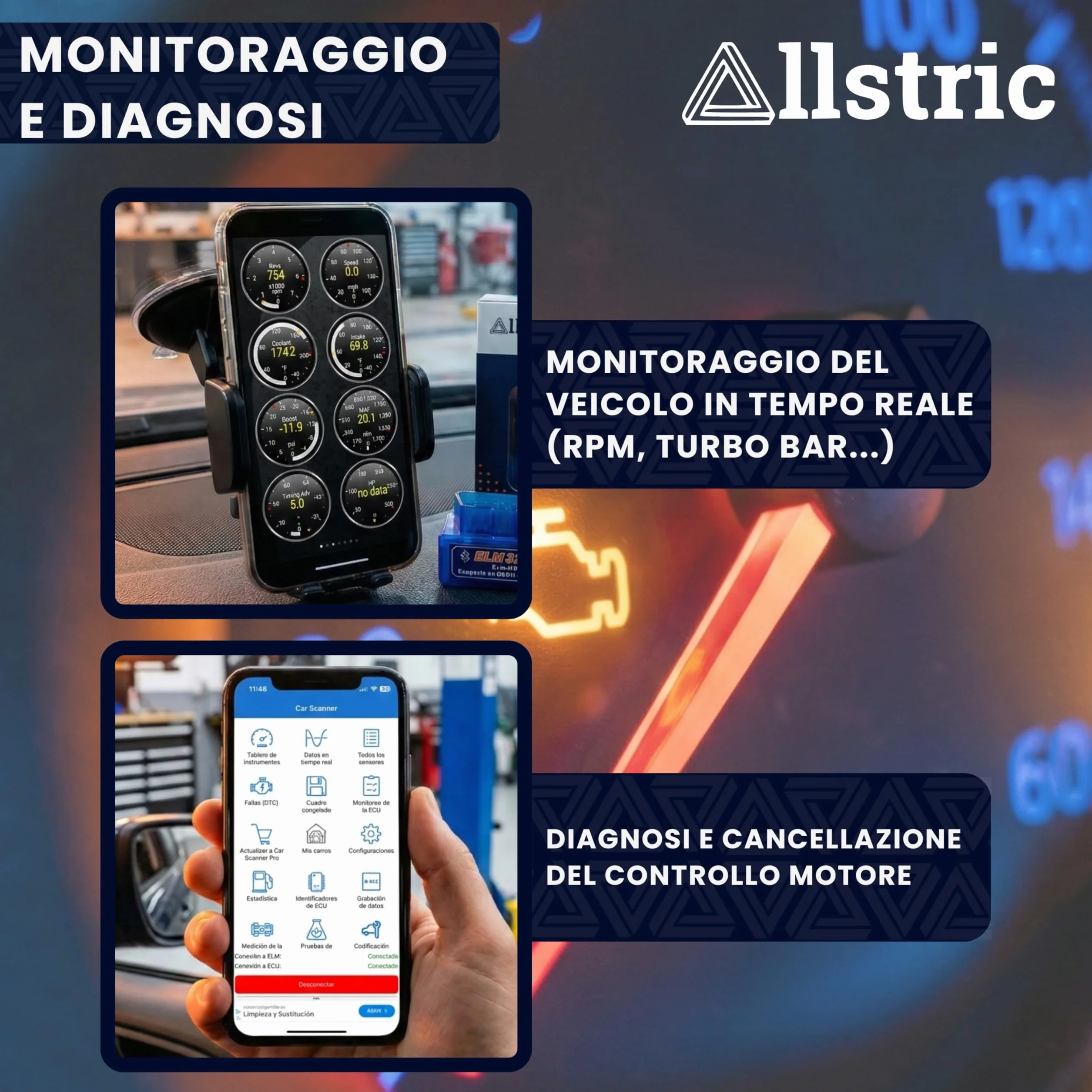 ELM327 OBD2 Bluetooth Diagnostica Auto Scanner per Veicoli dal 1996