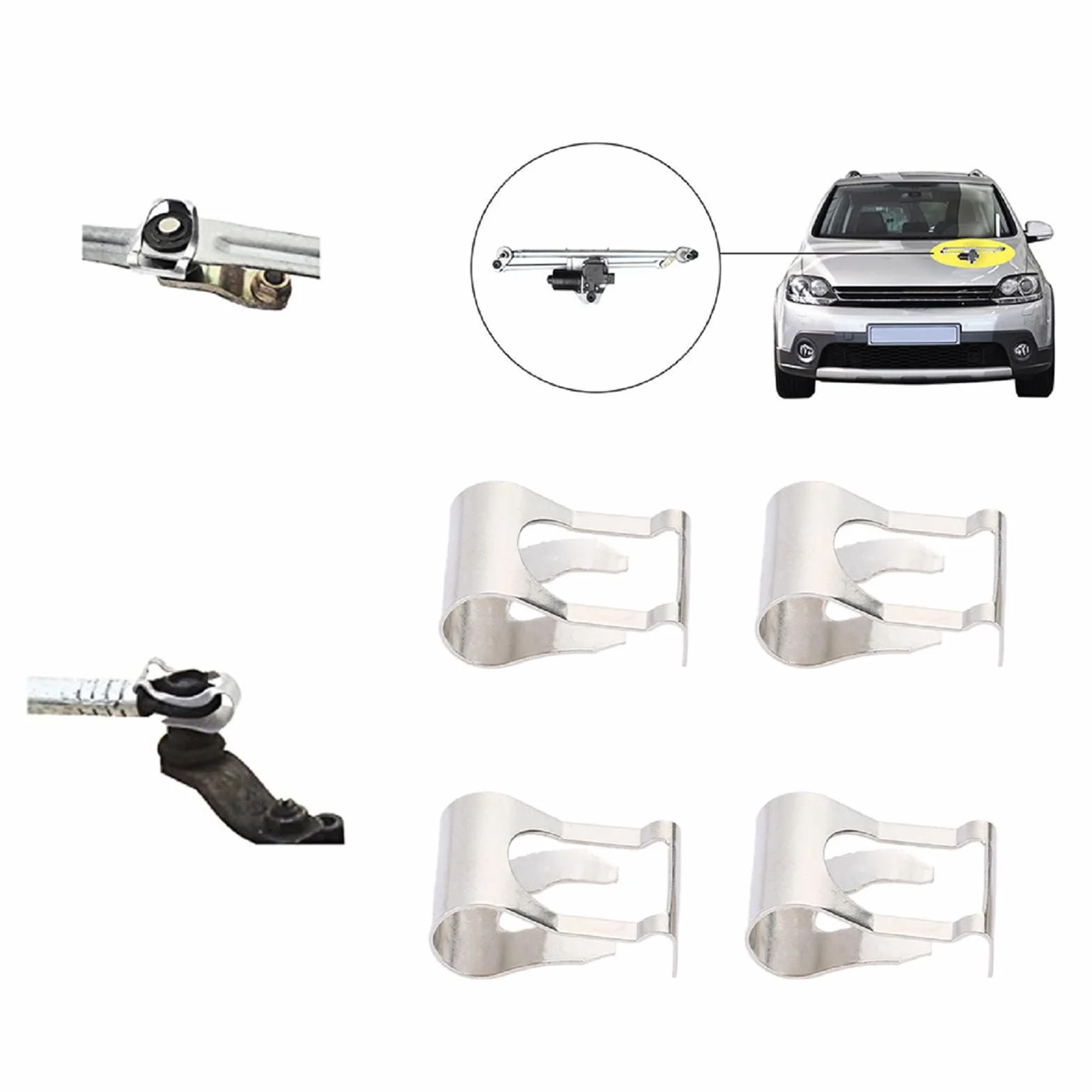 Kit Clip Riparazione Bracci Tergicristallo 4 Pezzi per Auto