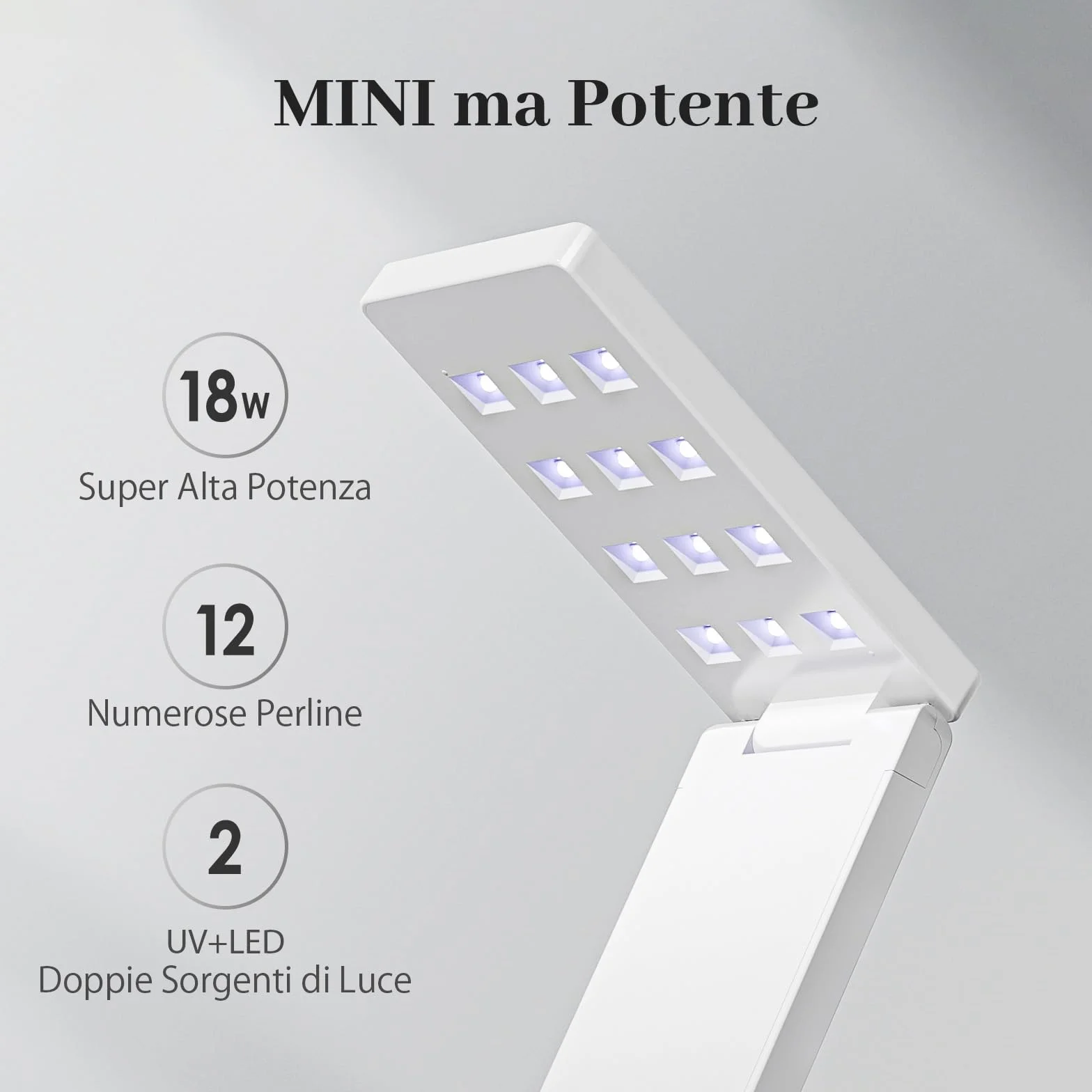 Lampada UV LED Unghie 18W Alta Potenza Asciugatura Rapida Dual Timing Type-C Manicure Professionale