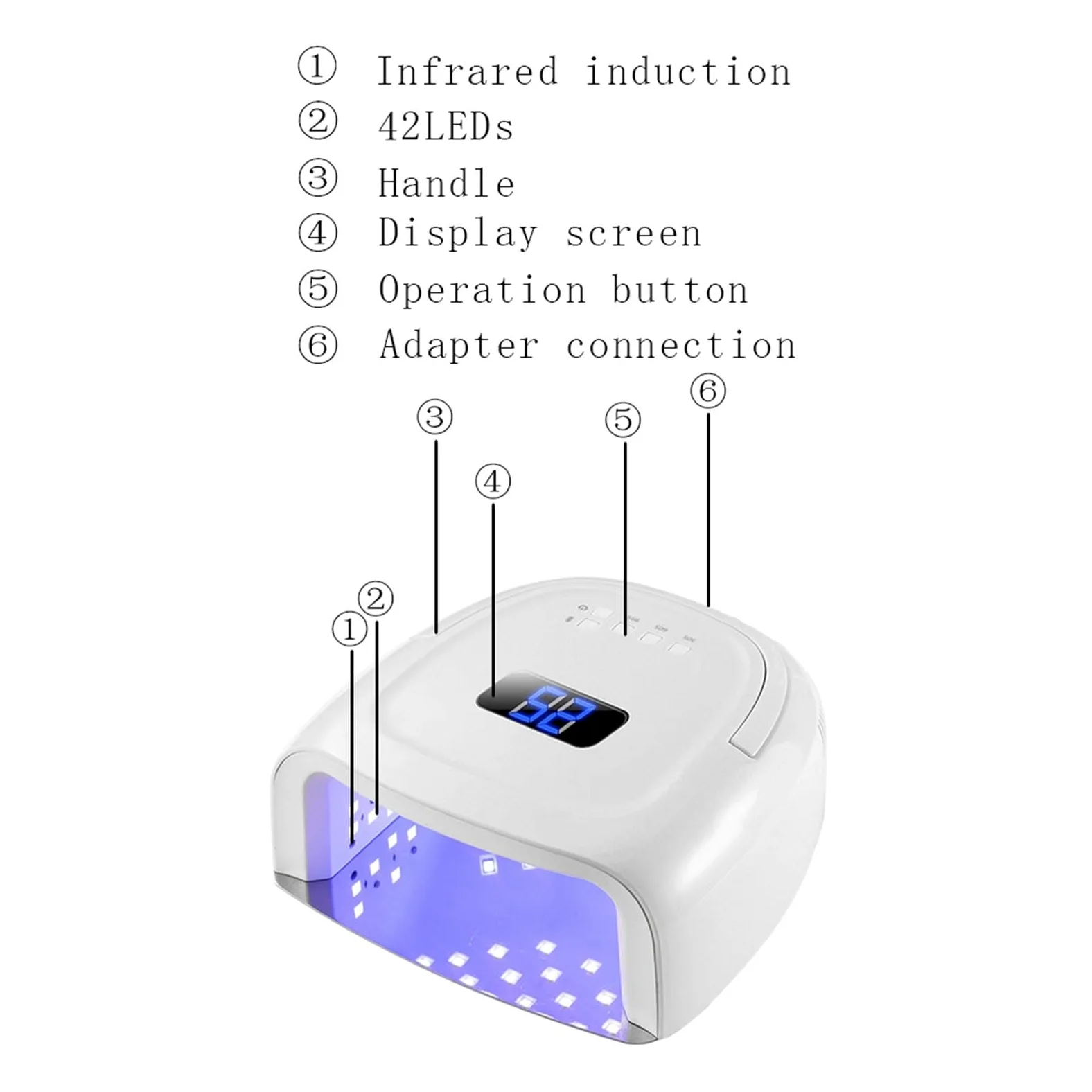 Lampada LED Unghie, Lampada for unghie a LED UV 60W Lampada for unghie ricaricabile Lampada for unghie ricaricabile Smalto for gel senza fili Lampada for cure UV senza fili Lampada for manicure a LED