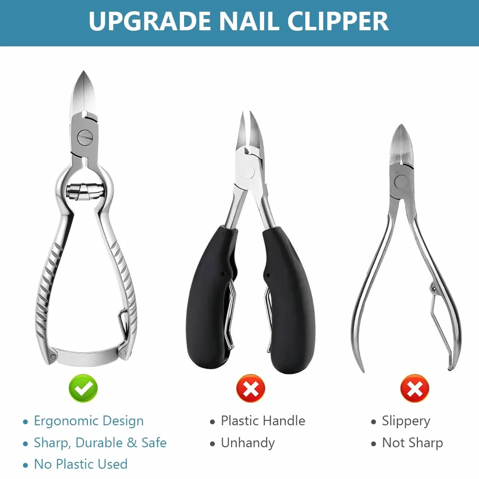 Beugo Professionale Tagliaunghie, Unghie dei Piedi in Acciaio Inox Tagliaunghie, Tronchese per Unghi dei Piedi Incarnite, Tagliaunghi Zucca Olecranon, per Unghie Incarnite e Spesse