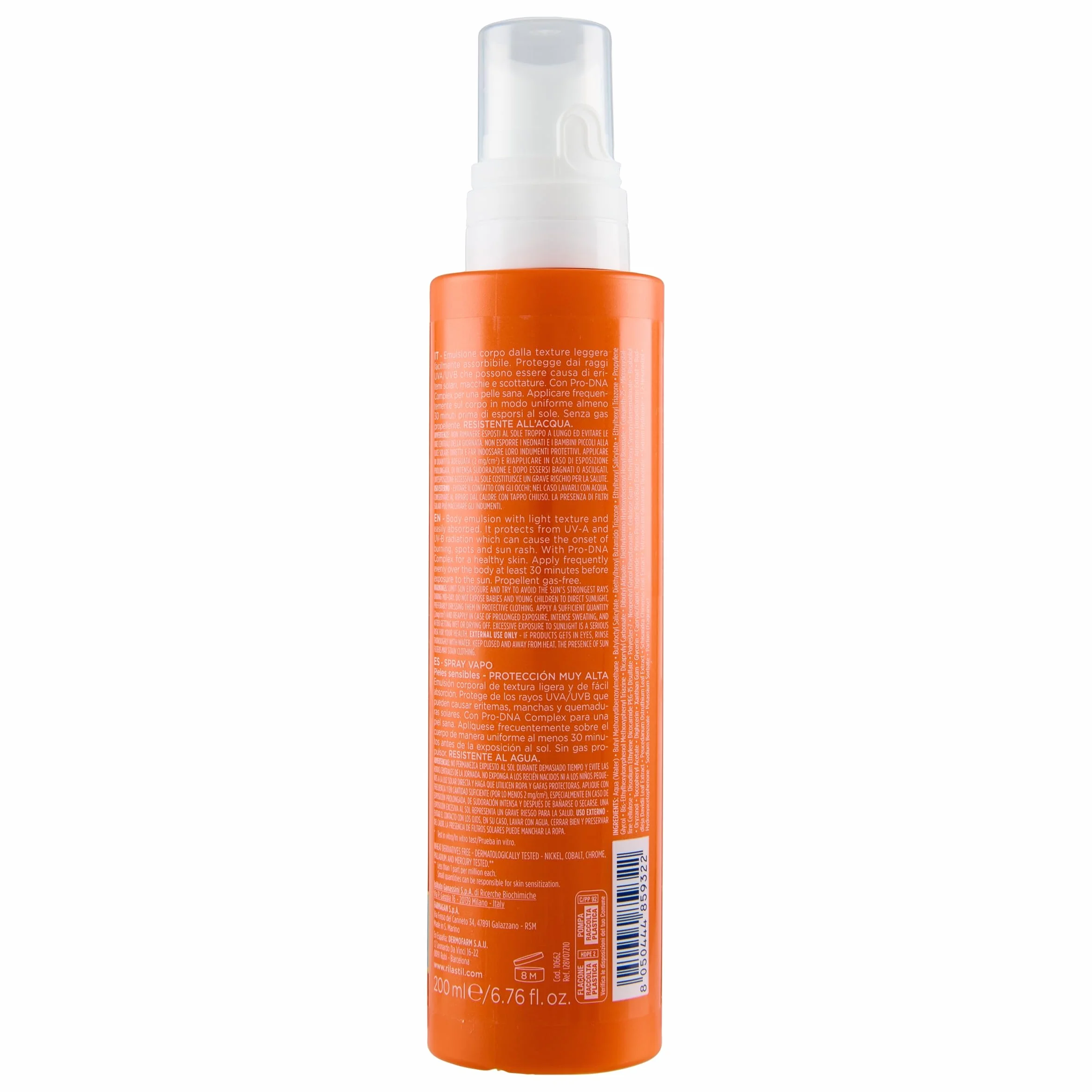Rilastil Sun System Spray Corpo SPF15 200ml Ultra Leggero Pelle Bagnata