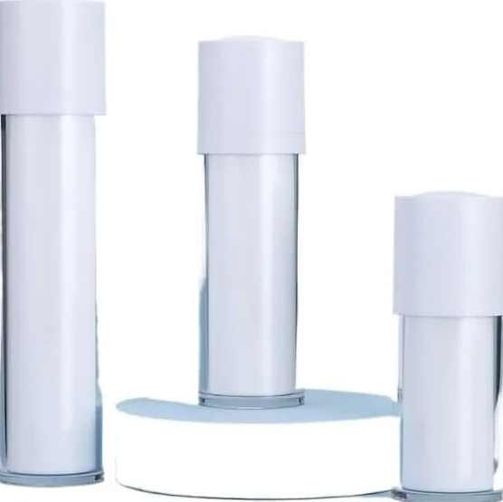 Mini Bottiglie di Profumo da Viaggio, Atomizzatore di Profumo 1pc Lozione Bottiglia Vuota Airless PET Plastica Smerigliata Doppio Strato Addensato Rotondo 15ml 30ml 50ml Contenitore Pompa Airless Rica