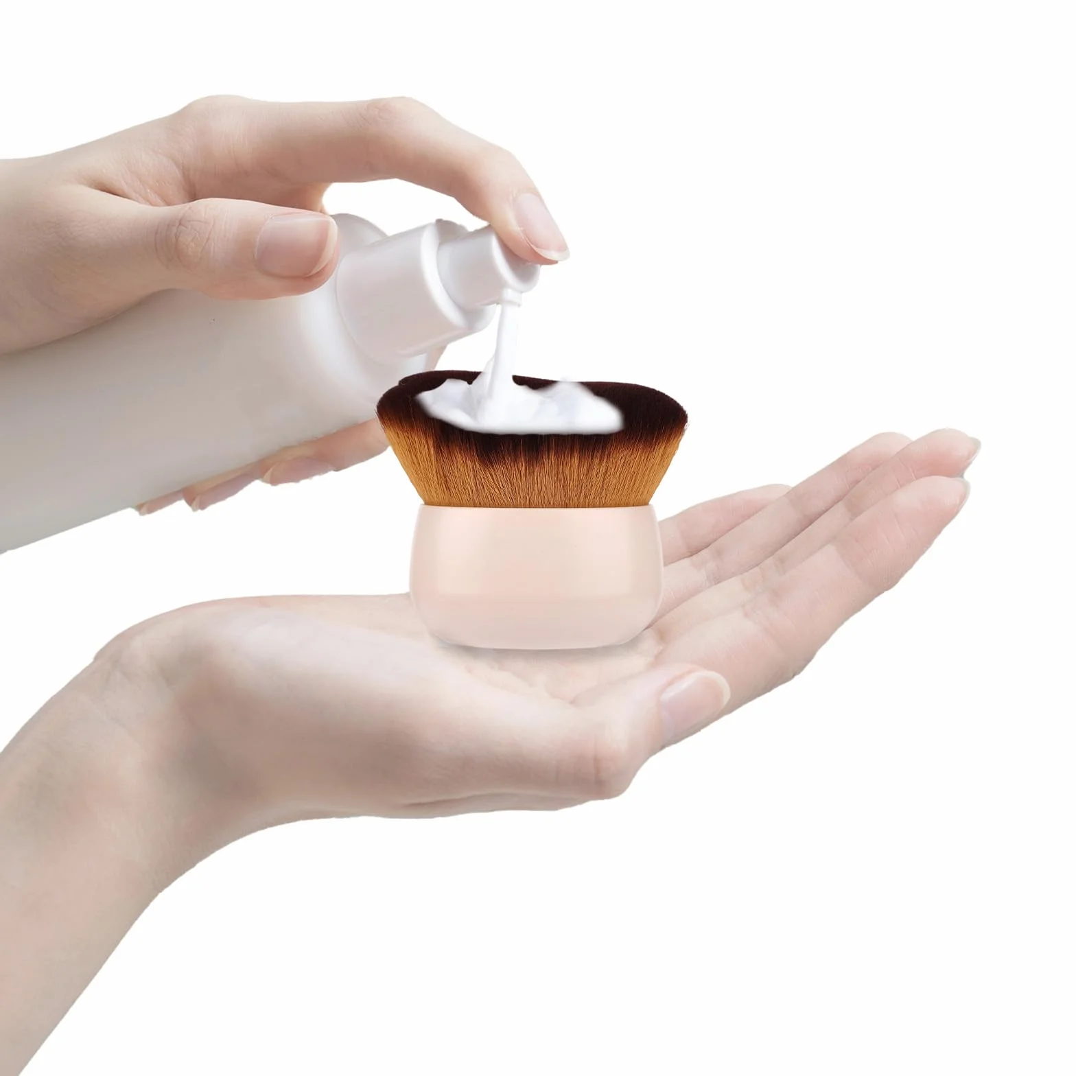 NQEUEPN Pennello Autoabbronzante Corpo, Pennello Trucco per Fondotinta in Polvere Abbronzante e Abbronzatura Spray Applicatore Autoabbronzante per Viso e Gambe (Bianco)