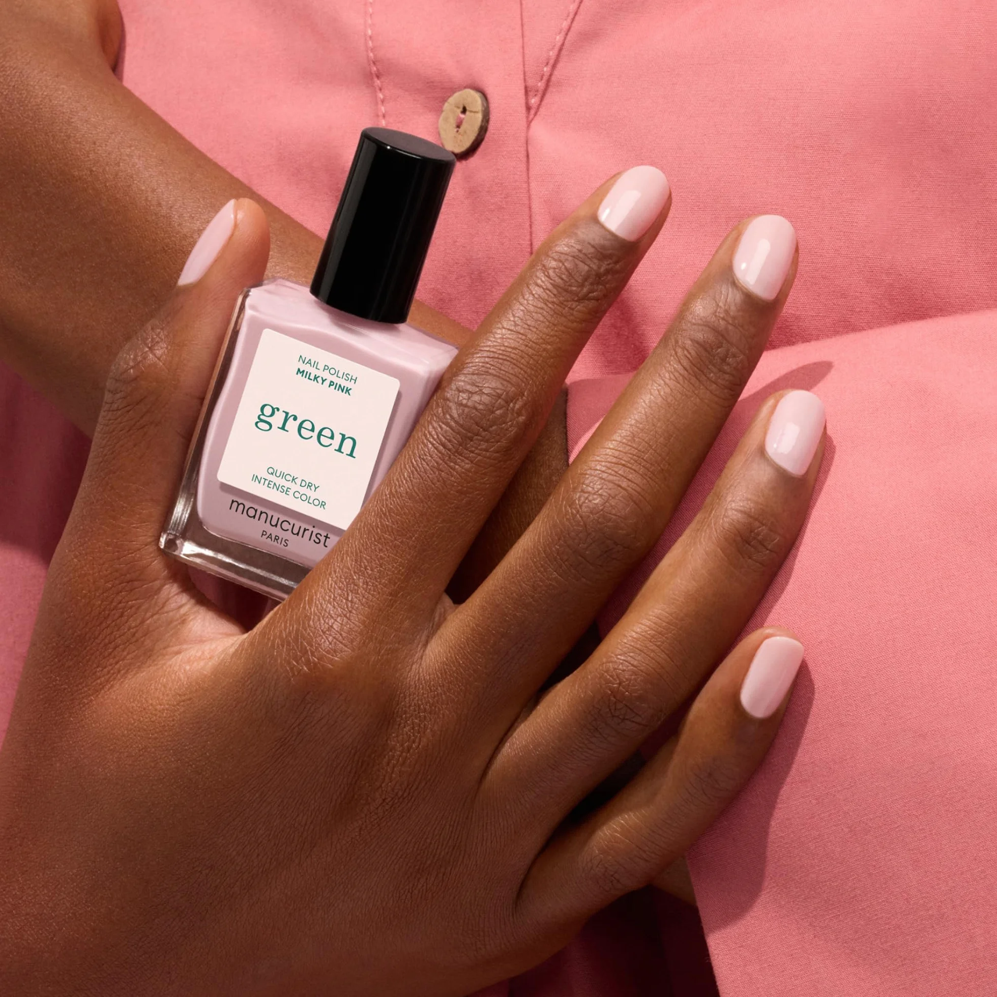 Manucurist Green Smalto Unghie Milky Pink Rosa Lattiginoso Smalti per Unghie Classico Vegano Biologico 80% Manicure Professionale