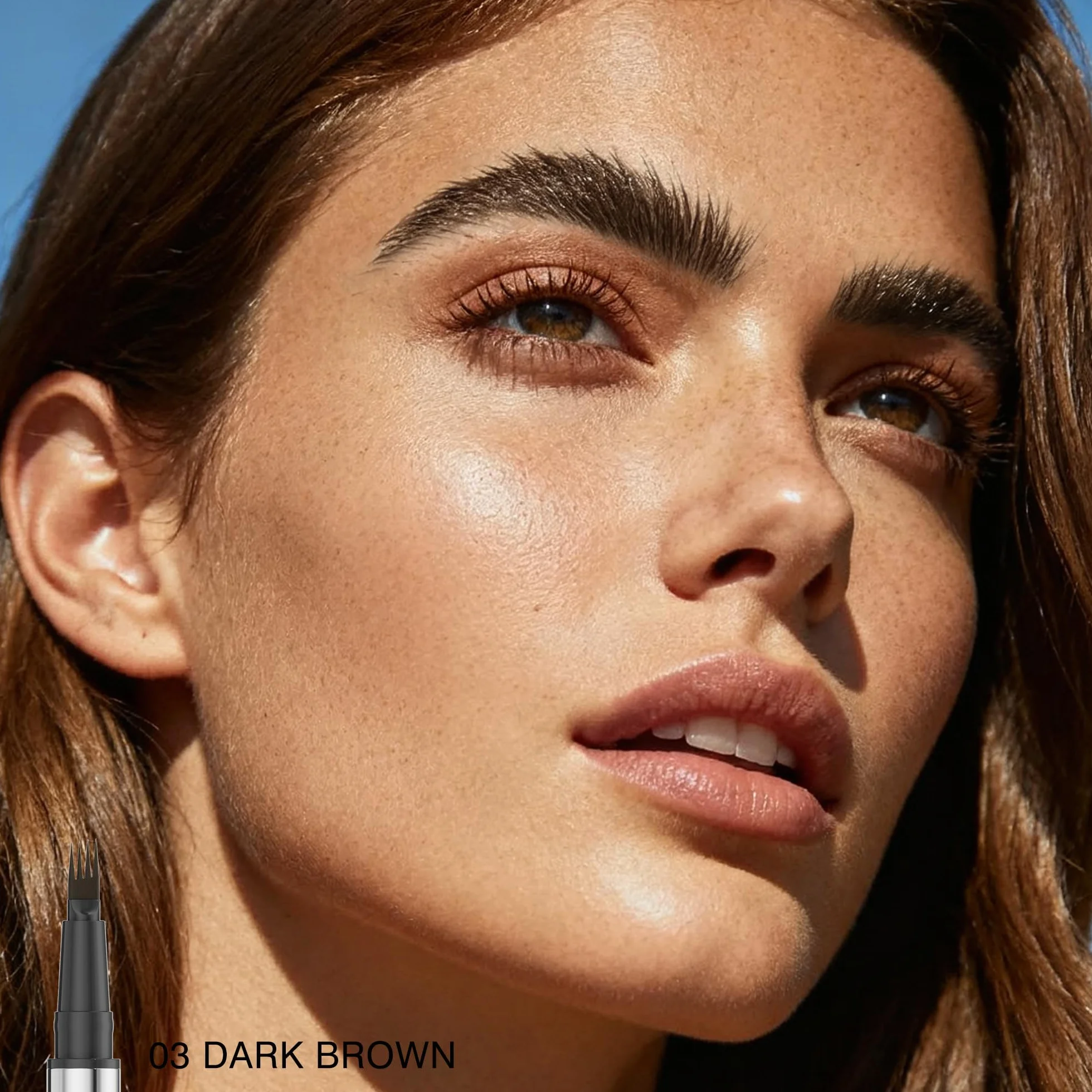 Penna Sopracciglia Effetto Pelo - Matita Sopracciglia Waterproof & No Transfer, Lunga Durata fino a 12H, Effetto Microblading Naturale, Cruelty-Free, Punta Sottile e Precisa (03 Dark Brown)
