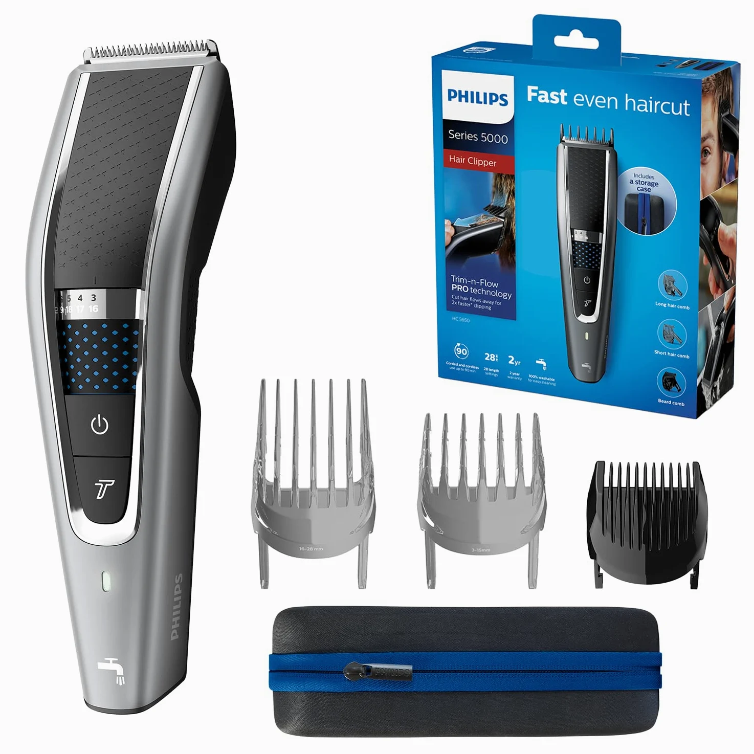 Philips Hair Clipper Serie 5000 Regolacapelli con Tecnologia Trim-n-Flow e DualCut (modello HC5650/15)