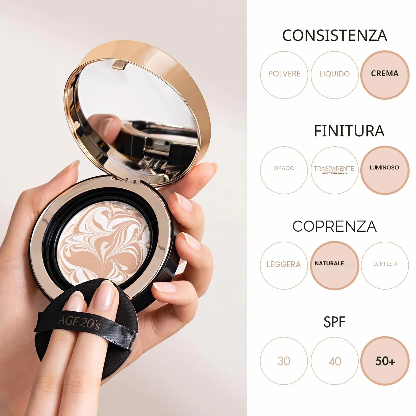 AGE20'S Signature Essence Pact SPF 50+ | Confezione da 2 | 21 Beige Chiaro | Fondotinta in crema, finitura luminosa, copertura naturale | Korean Cushion Foundation