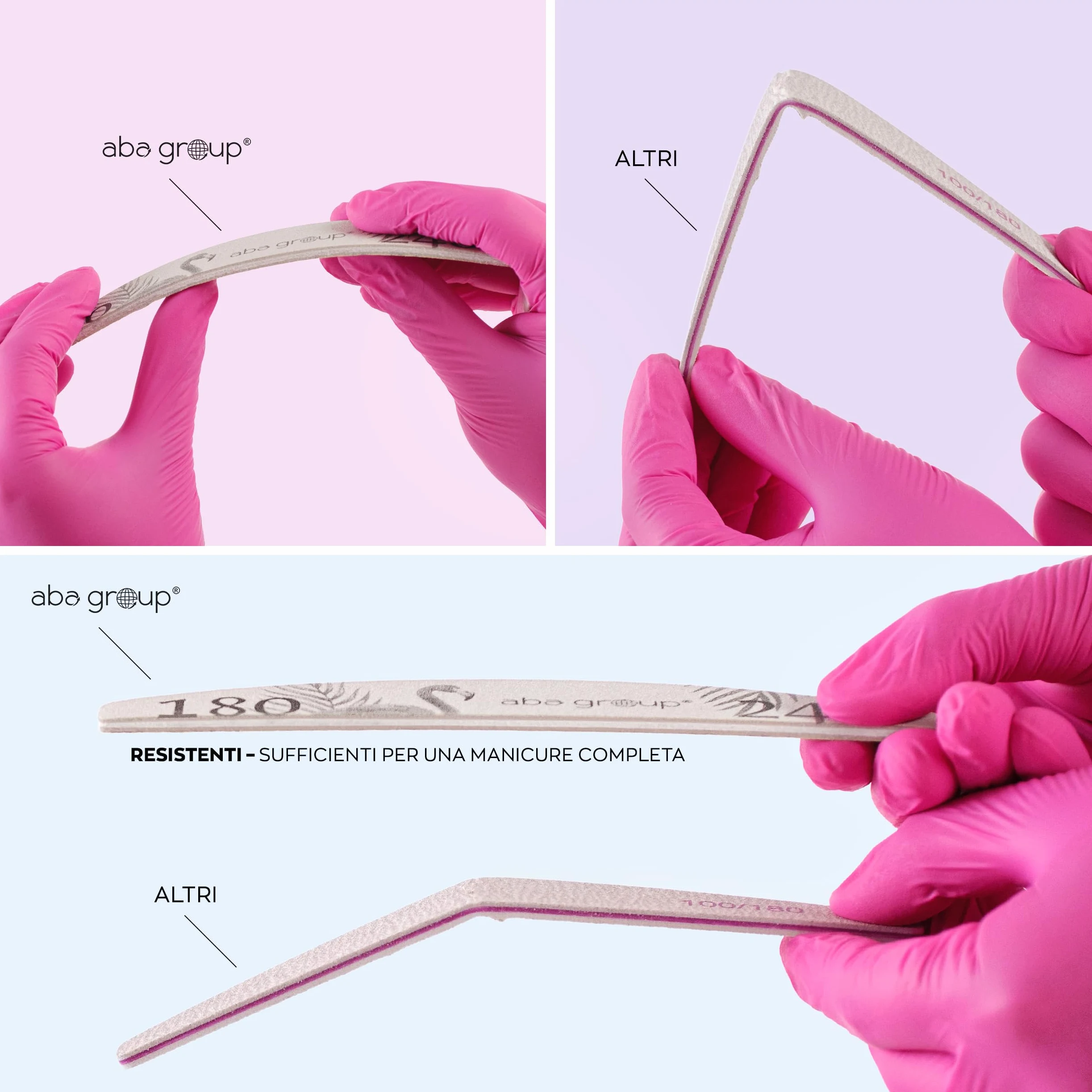 ABA GROUP Goddess - Lima per unghie 180/240-500 pezzi – Mezzaluna 4 mm di spessore – Strumenti professionali per unghie in gel e naturale, lime per unghie in gel, frecce su due lati, set per nail art