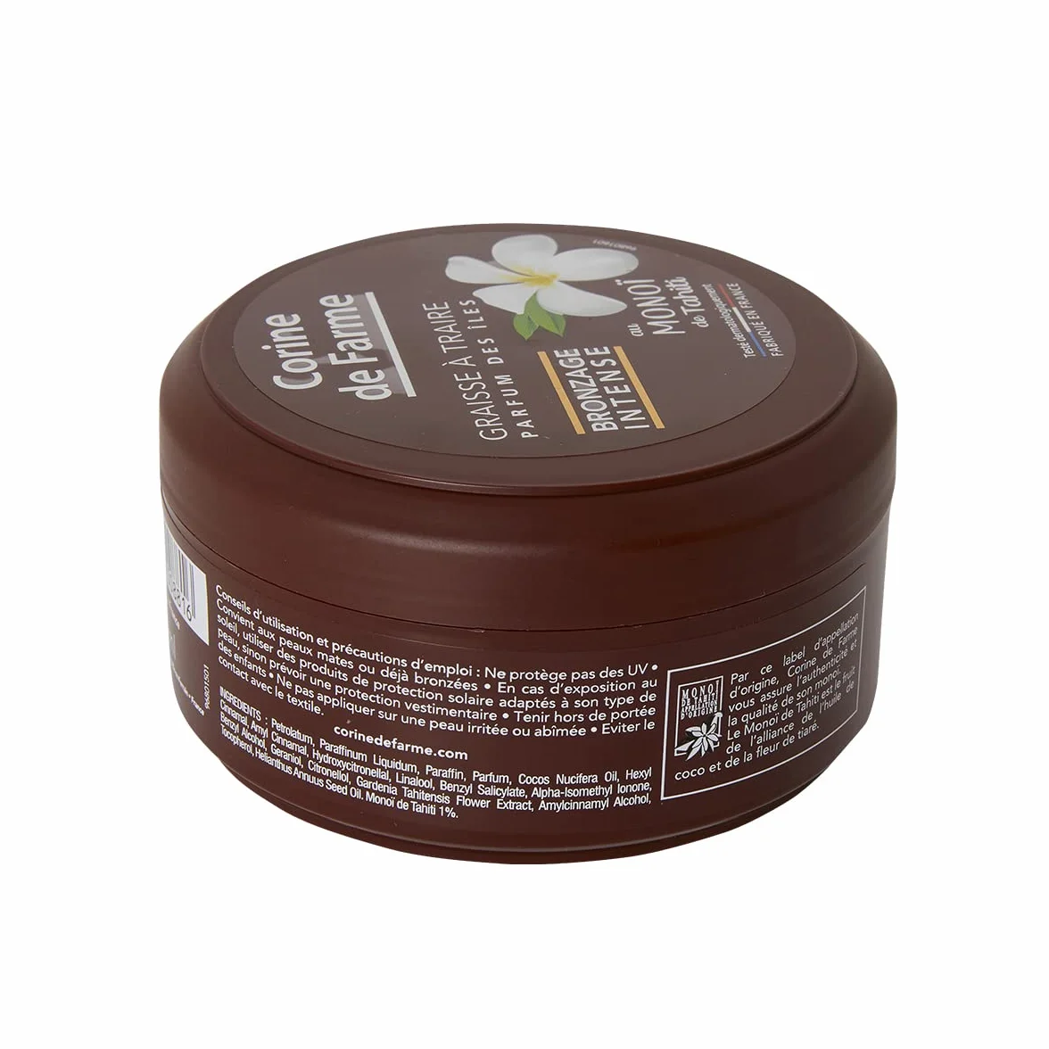 Corine de Farme - Grasso da mungere abbronzante intenso - Olio Bronzante - Abbronzante intensificato senza autoabbronzante - Monoi de Tahiti, Profumo delle Isole - Vaso 150 ml