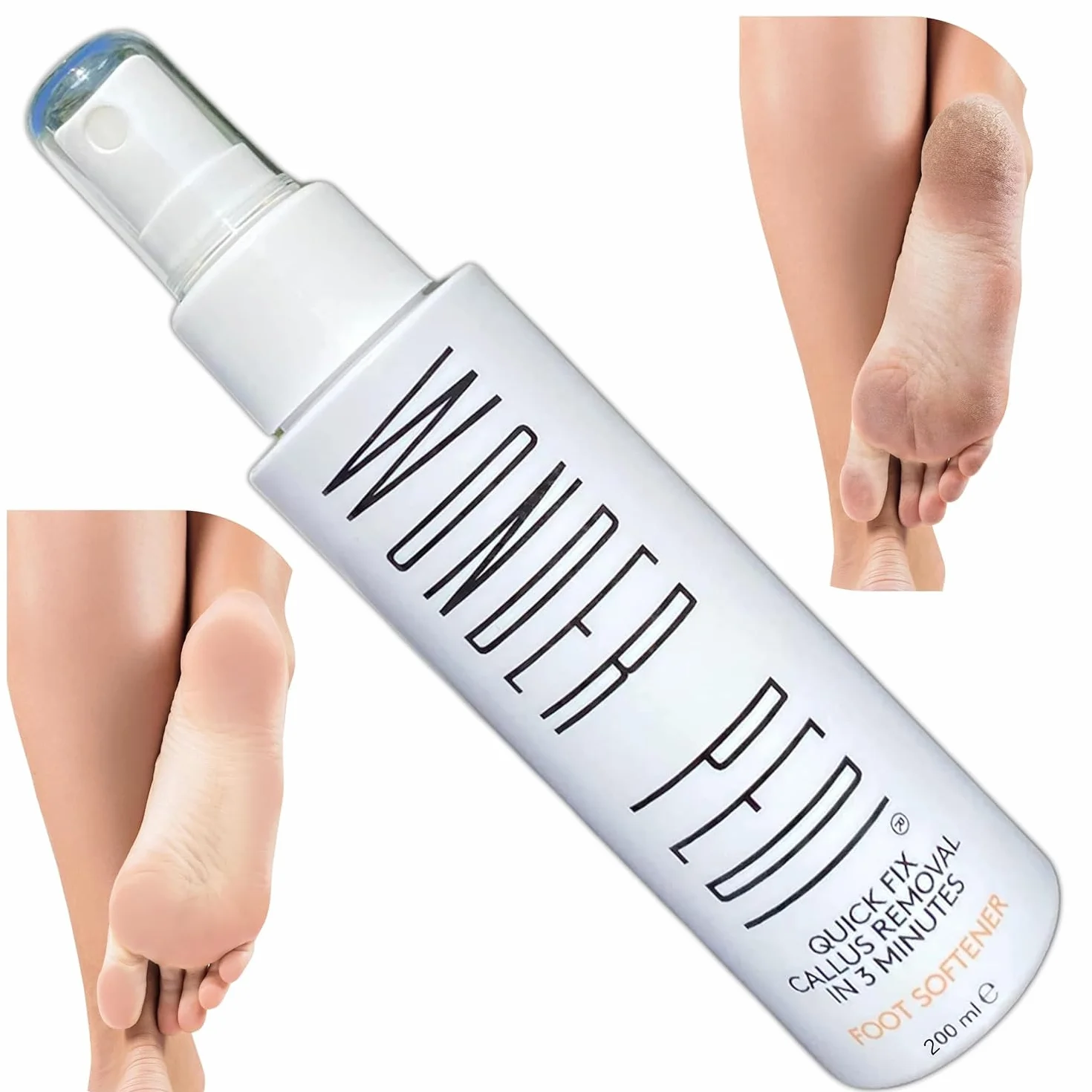 Spray esfoliante istantaneo per rimuovere i calli, rimuove la pelle morta e talloni screpolati, trattamento pedicure per la casa, funziona con qualsiasi lima o scrubber per piedi. Wonder Pedi
