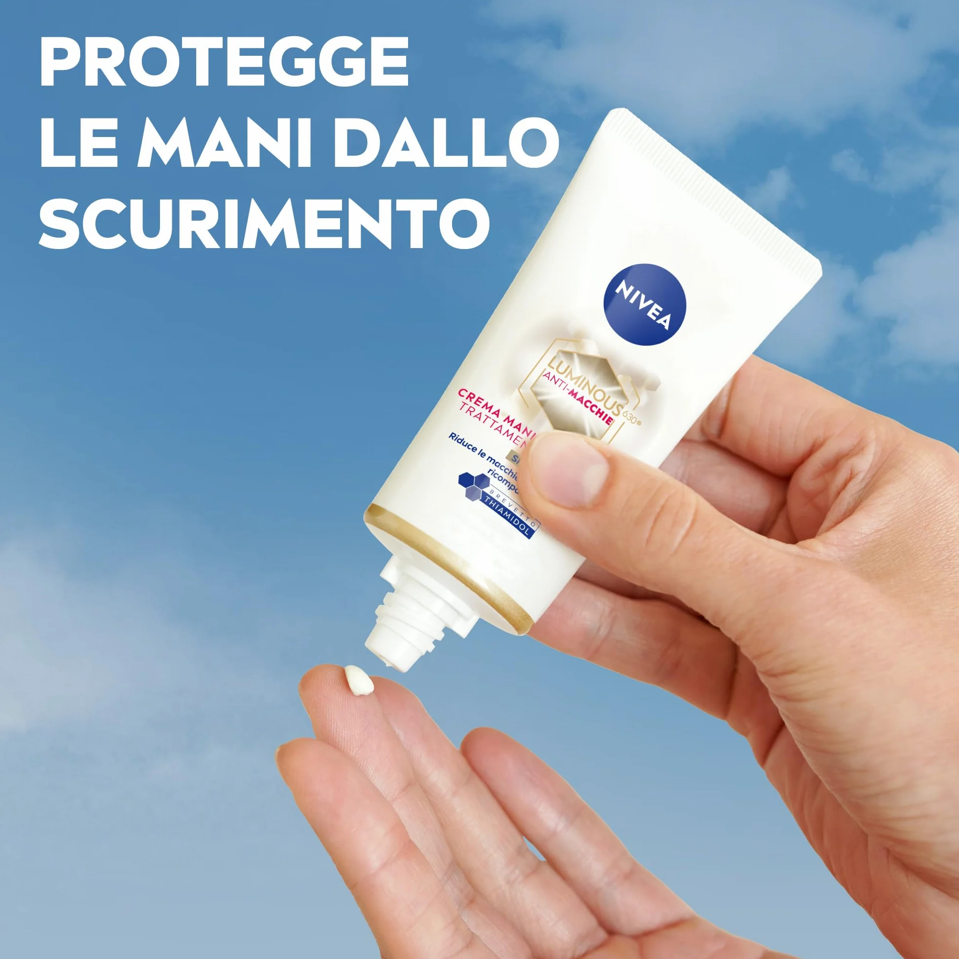 NIVEA Luminous630 Anti-Macchie Crema Mani Trattamento Avanzato SPF 15, 50 ml, Crema mani antiage e antimacchie, con Acido Ialuronico e Thiamidol brevettato, per mani secche e screpolate