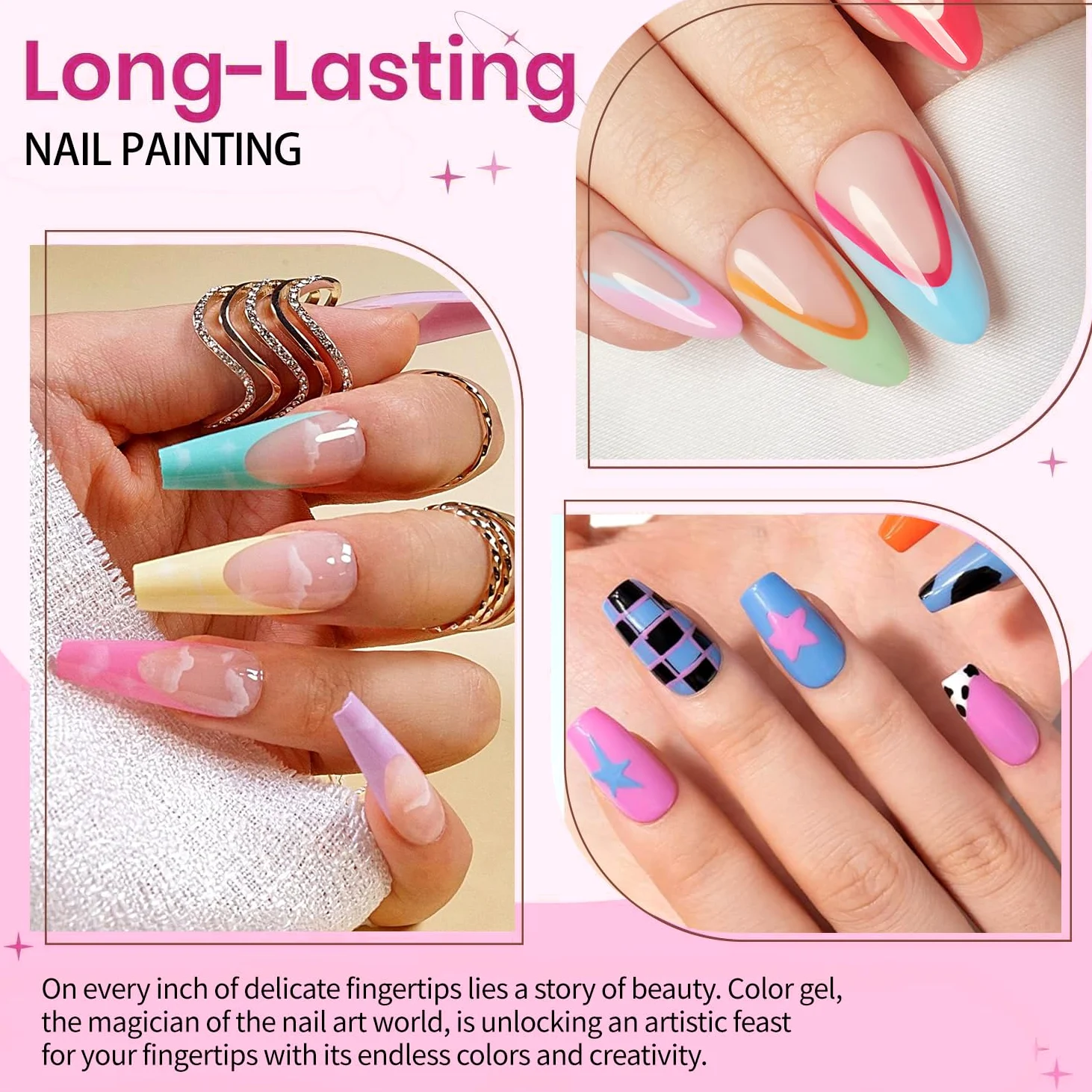 Nail Painting Gel Polish Kit – Pure Color Soak Off Gel per nail art, fai da te e salone, set di pittura per manicure durevole con colori chiari (36)