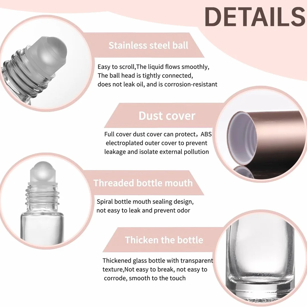10ml/5ml Roll on Vuoto per Oli Essenziali, Bottiglie roll on con 2 Apriscatole, 2 Contagocce e 2 Erogatori a Pompa per Profumi, Oli Essenziali e Cosmetici
