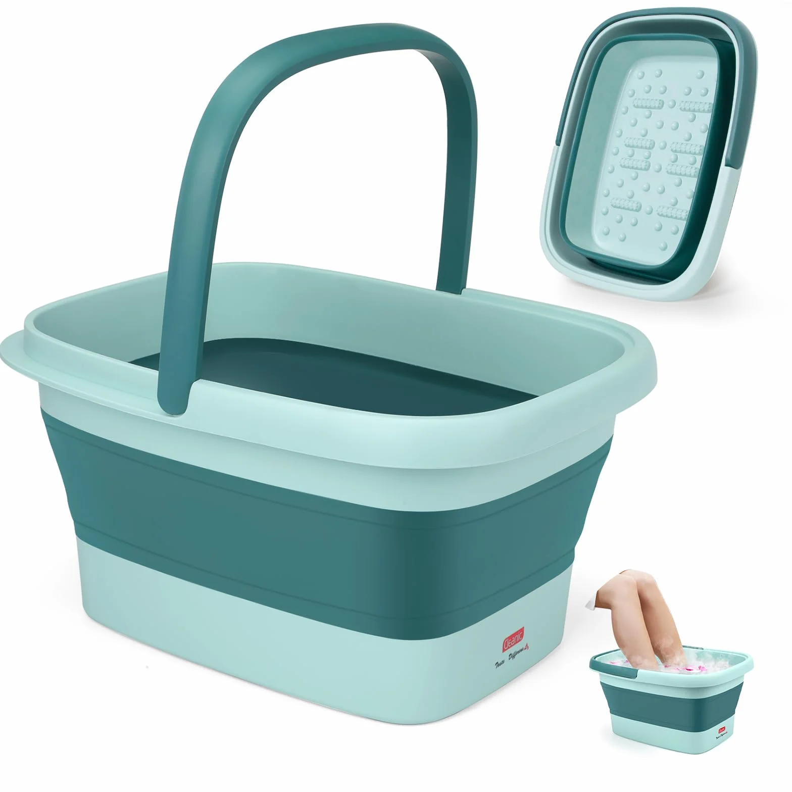 DEANIC Pediluvio Massaggiatore Piedi, Pediluvio Idromassaggio Piedi Portatile Pieghevole, Vaschetta Bacinella Pedicure con Maniglia di Trasporto, Set Massaggio 8+54 Foot Spa (Blu)
