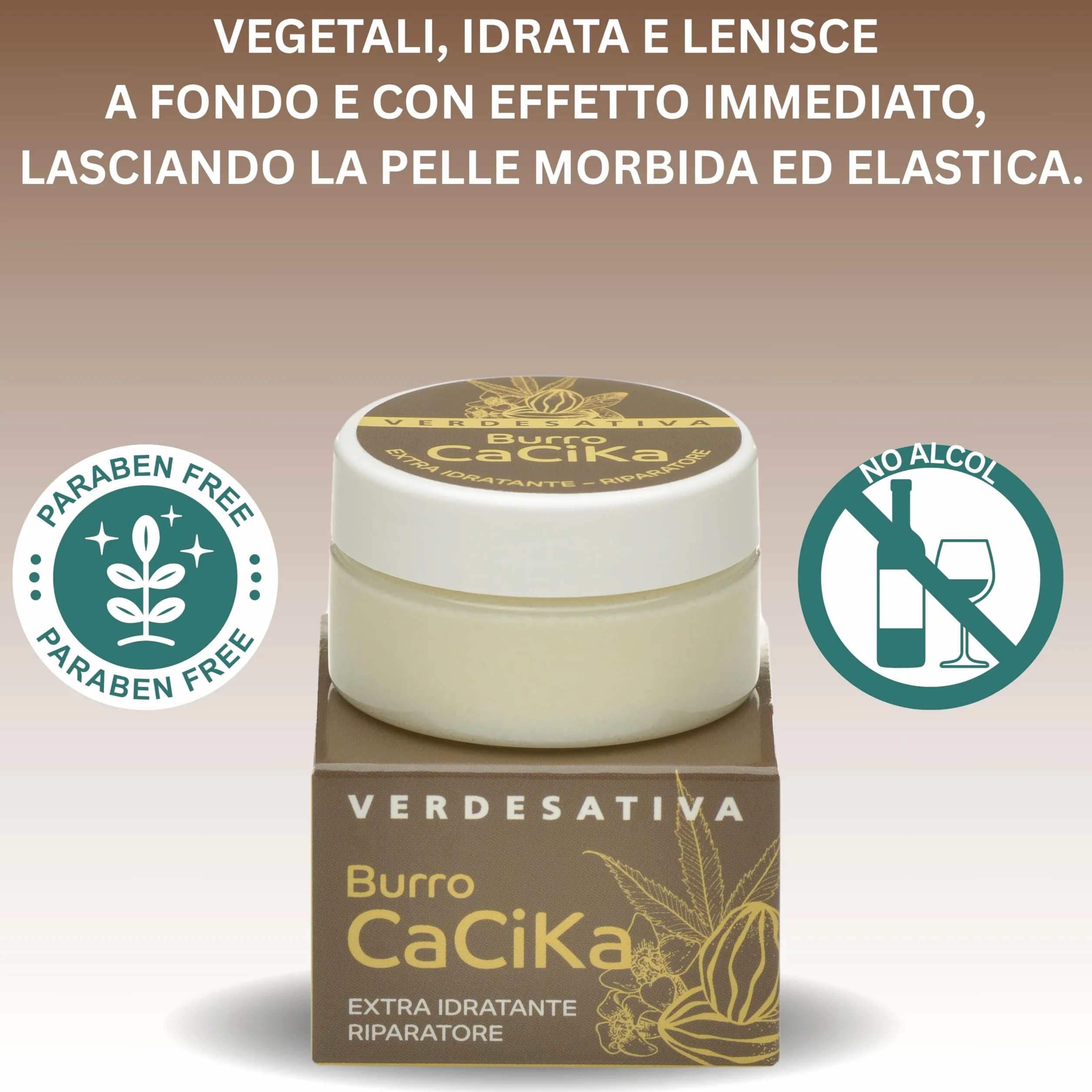 VERDESATIVA Burro Cacika Protettivo e Riparatore - 25 ml - Con Karité, Biologica e Oli Essenziali Naturali - Multiuso per Mani, Labbra, Piedi, Viso e Bambini - 100% Vegetale - Made in Italy