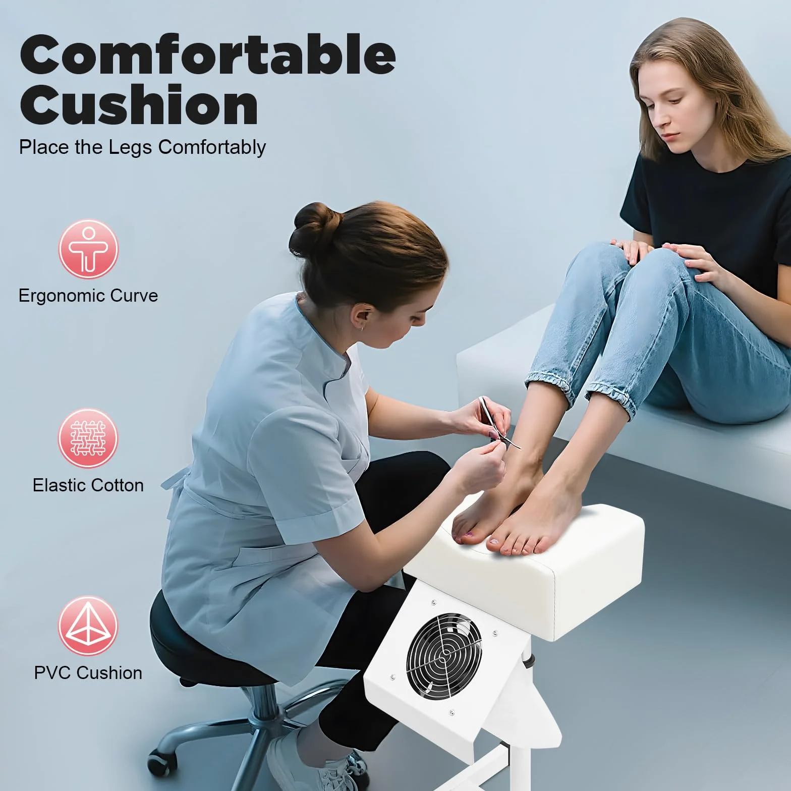 Sgabello per pedicure, con aspirazione, altezza regolabile, poltrona per manicure, poltrona massaggiante spa per piedi, poggiapiedi durante una pedicure, manicure o altri trattamenti piedi