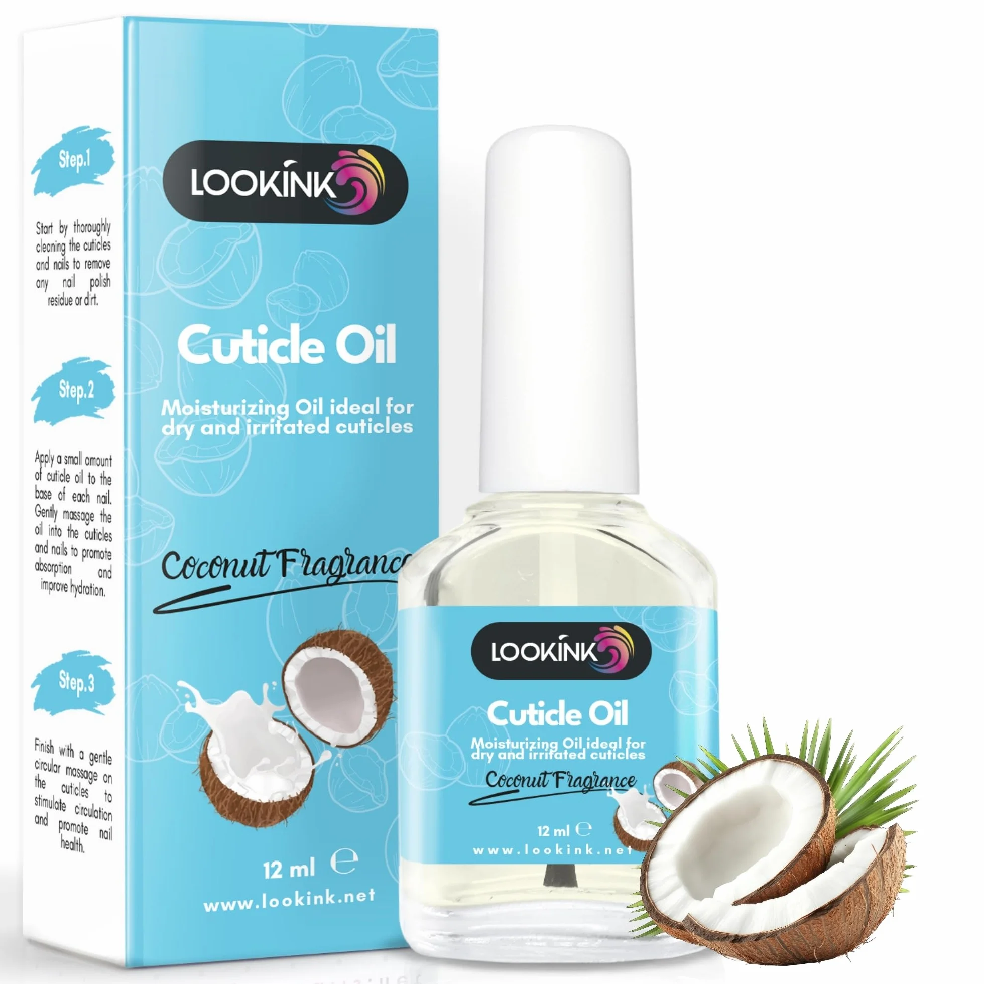 Olio Cuticole Unghie Professionale 12 ml, Fragranza Cocco, Idratante e Nutriente per Cuticole di Mani e Piedi