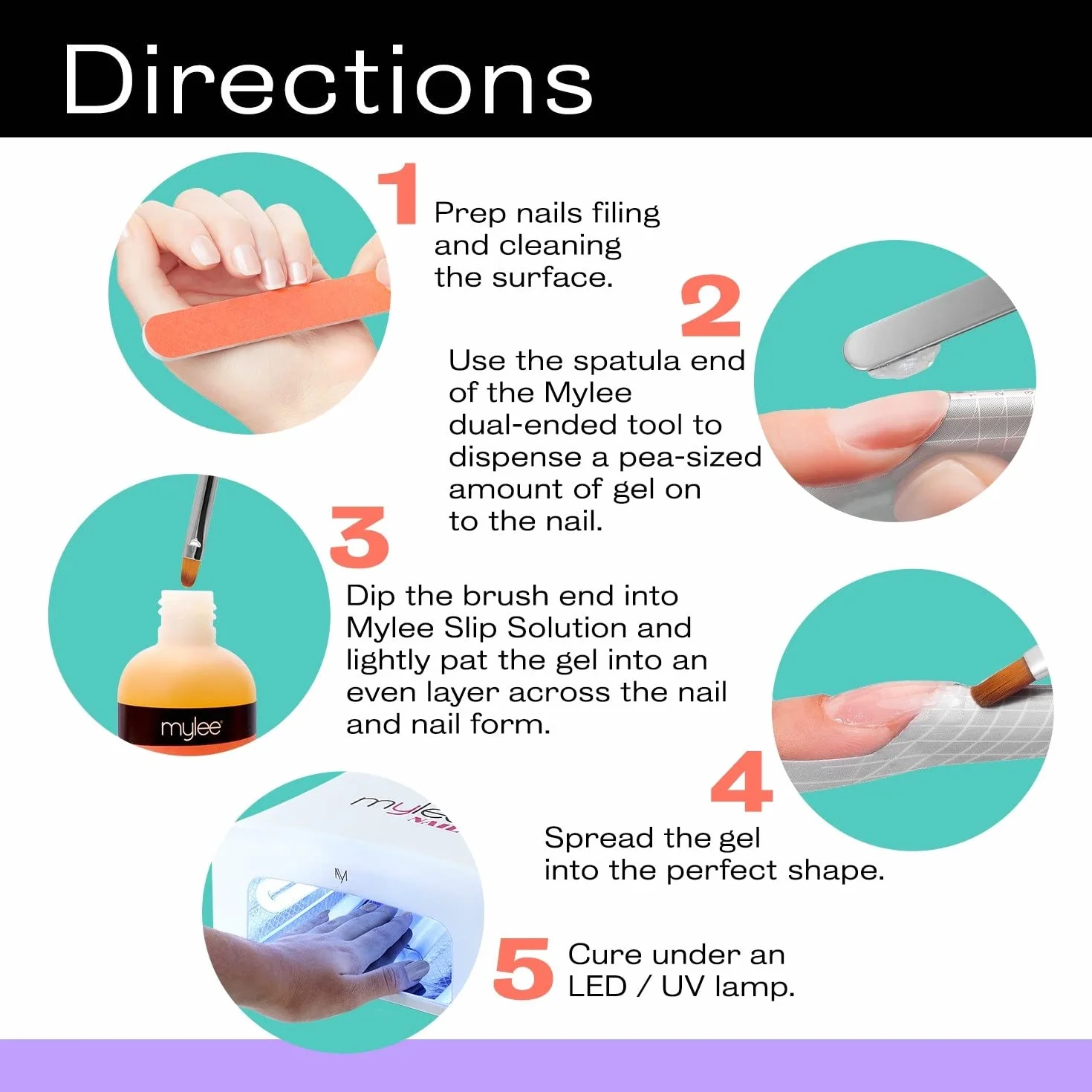 Mylee Pennello a doppia punta per Polymer Gel – Spatola e setole, Nail art UV/LED, Decorazione unghie