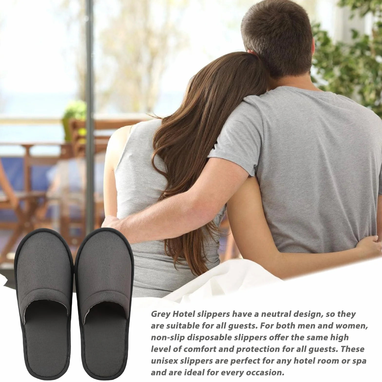 Pantofola antiscivolo per hotel grigio 38/40 EU set unisex in spugna